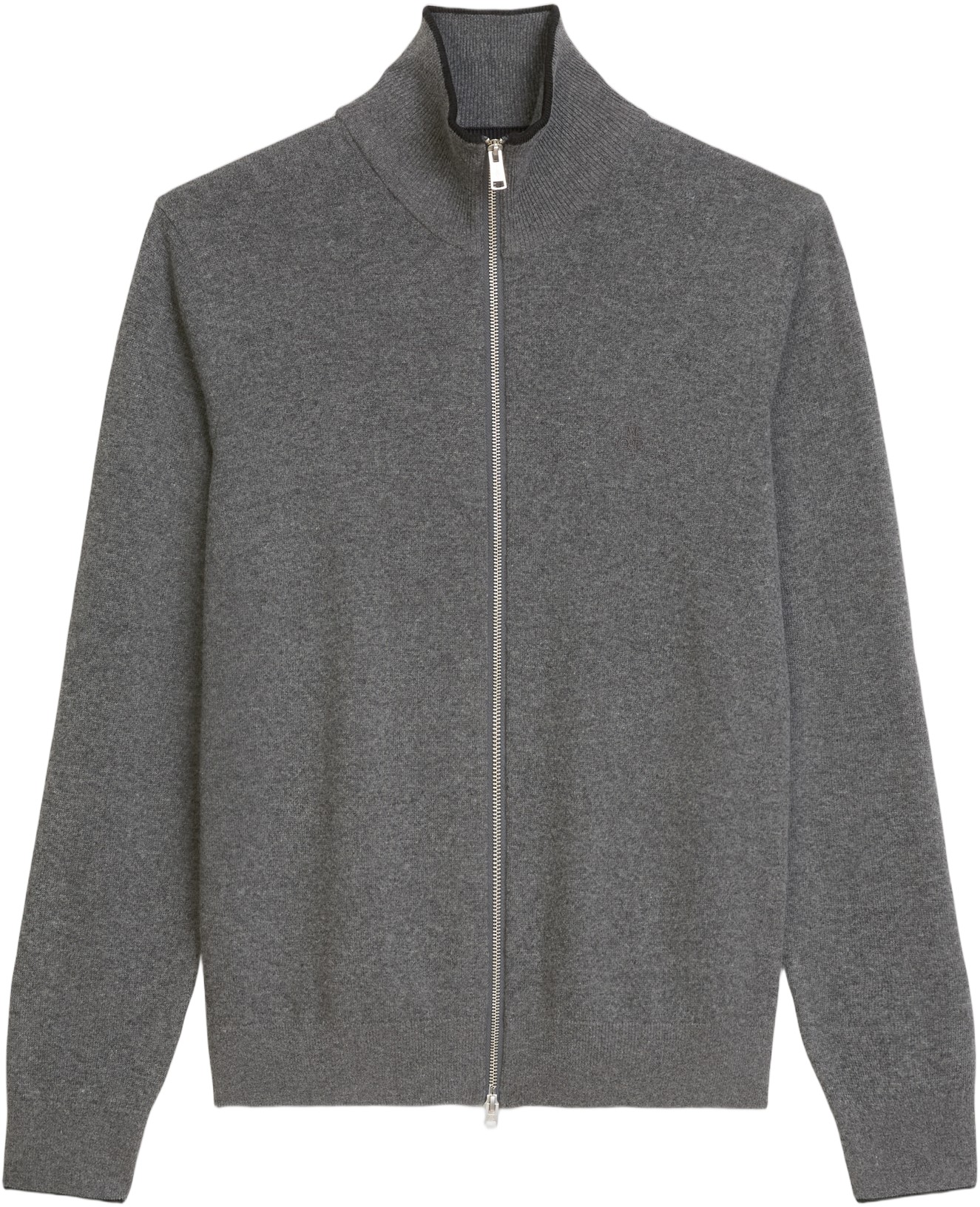 Zipped Cardigan With Stand up Colla