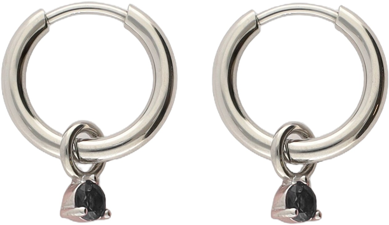 Earring Mini Hoop Black Strass