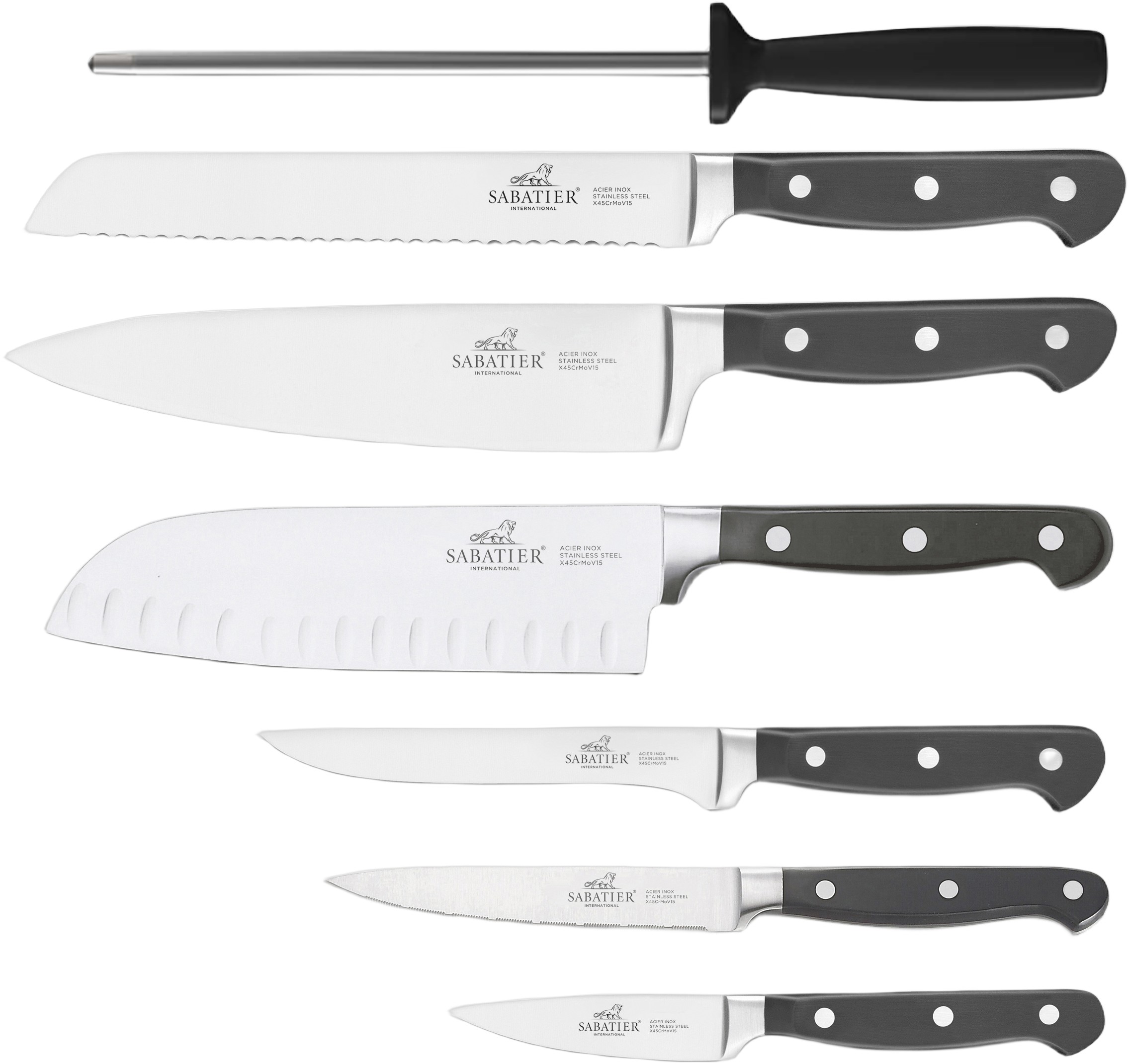 Pluton Knivsæt 7 Dele Lion Stål/sor