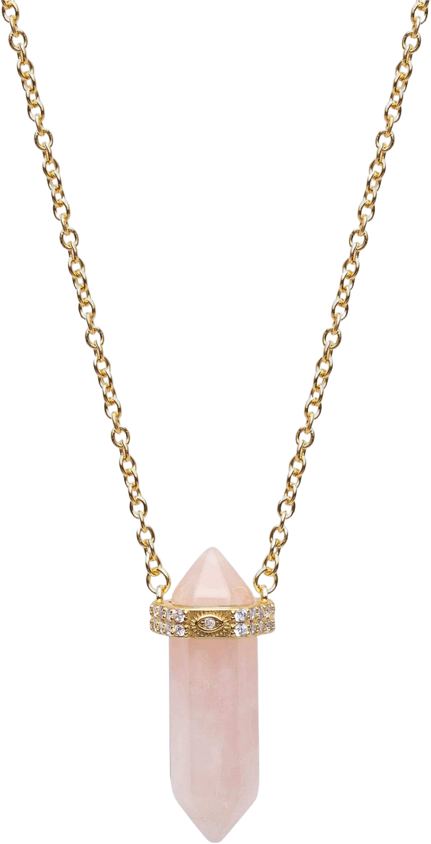 Women's Sterling Silver Rose Quartz Crystal Necklace With En