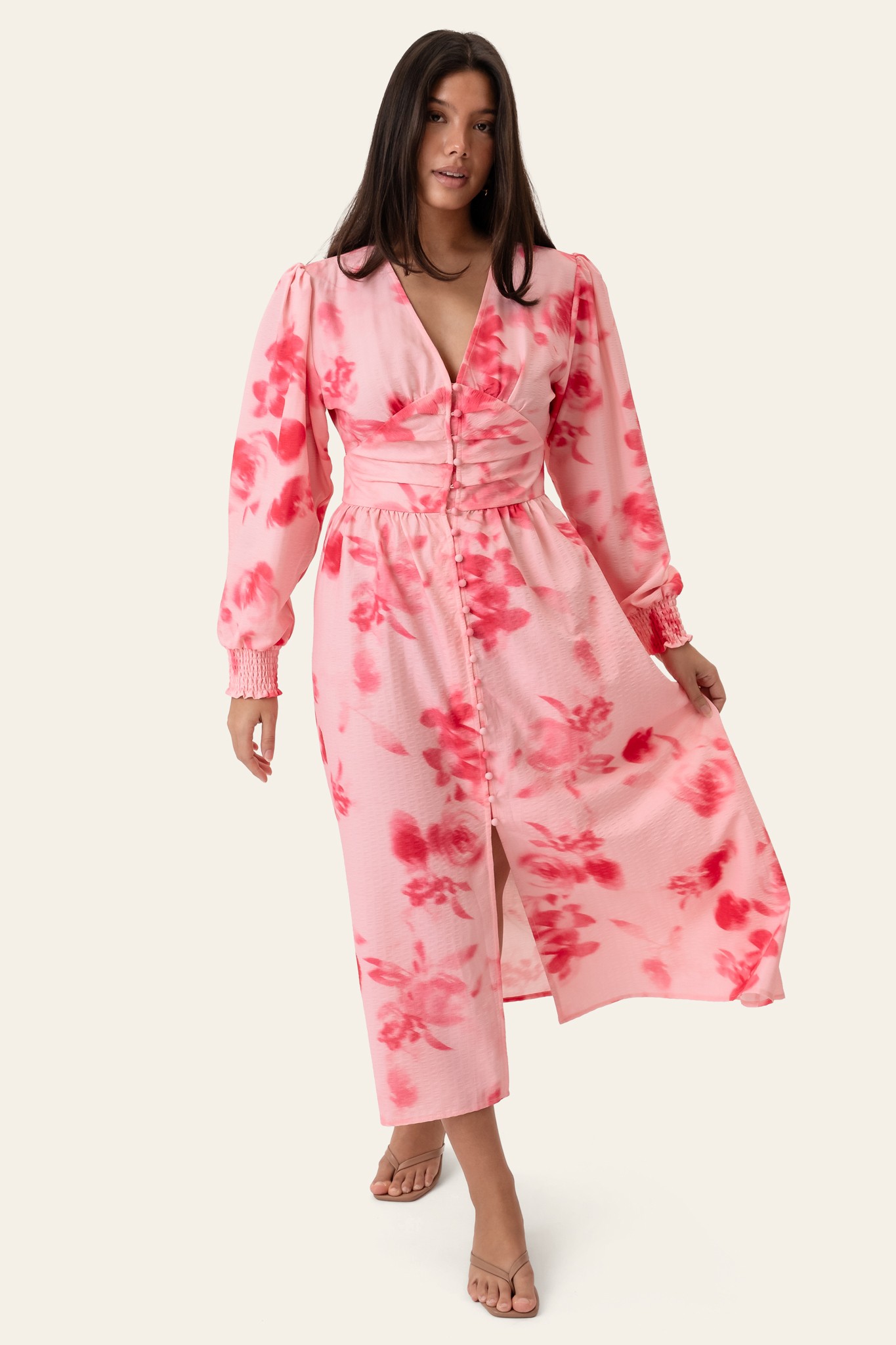 Adelic Long Dress Abstract Pink F