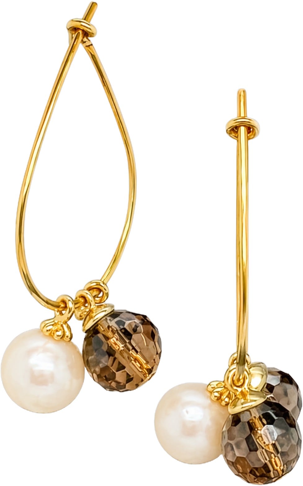 Siv Pearl/smokey Quartz Earrings Gold
