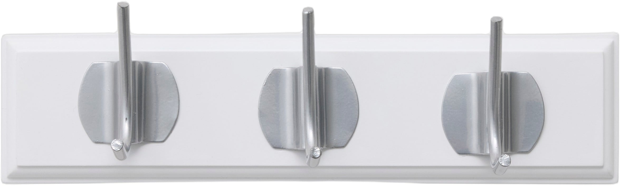 Edgy Coat Rack, 3 Hooks White w. Chrome Finish
