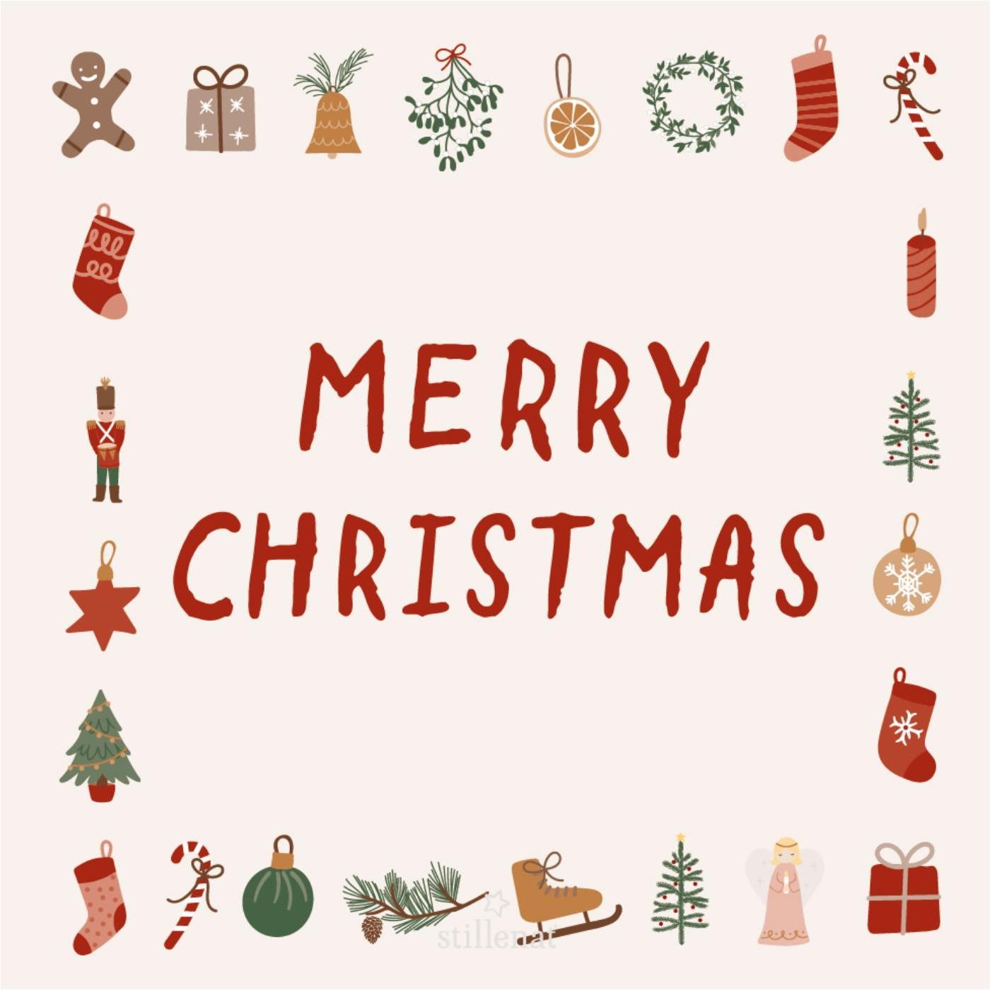 Serviet Merry Christmas og Juleikoner