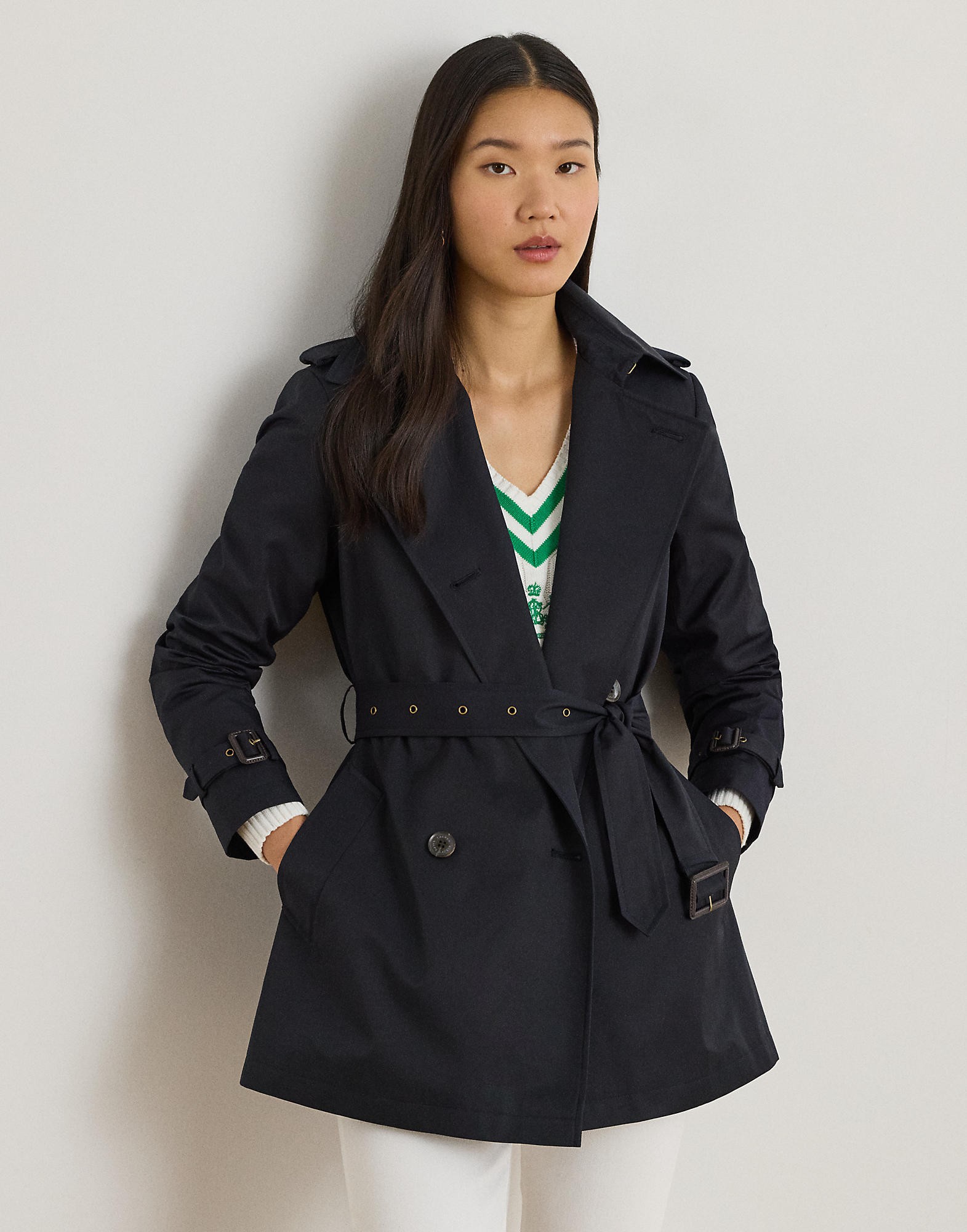 Doublebreasted Cotton-blend Trench Coat