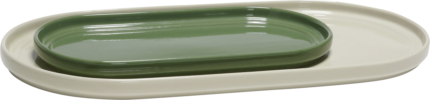Amare Serveringsfade Sand/grøn sæt af 2