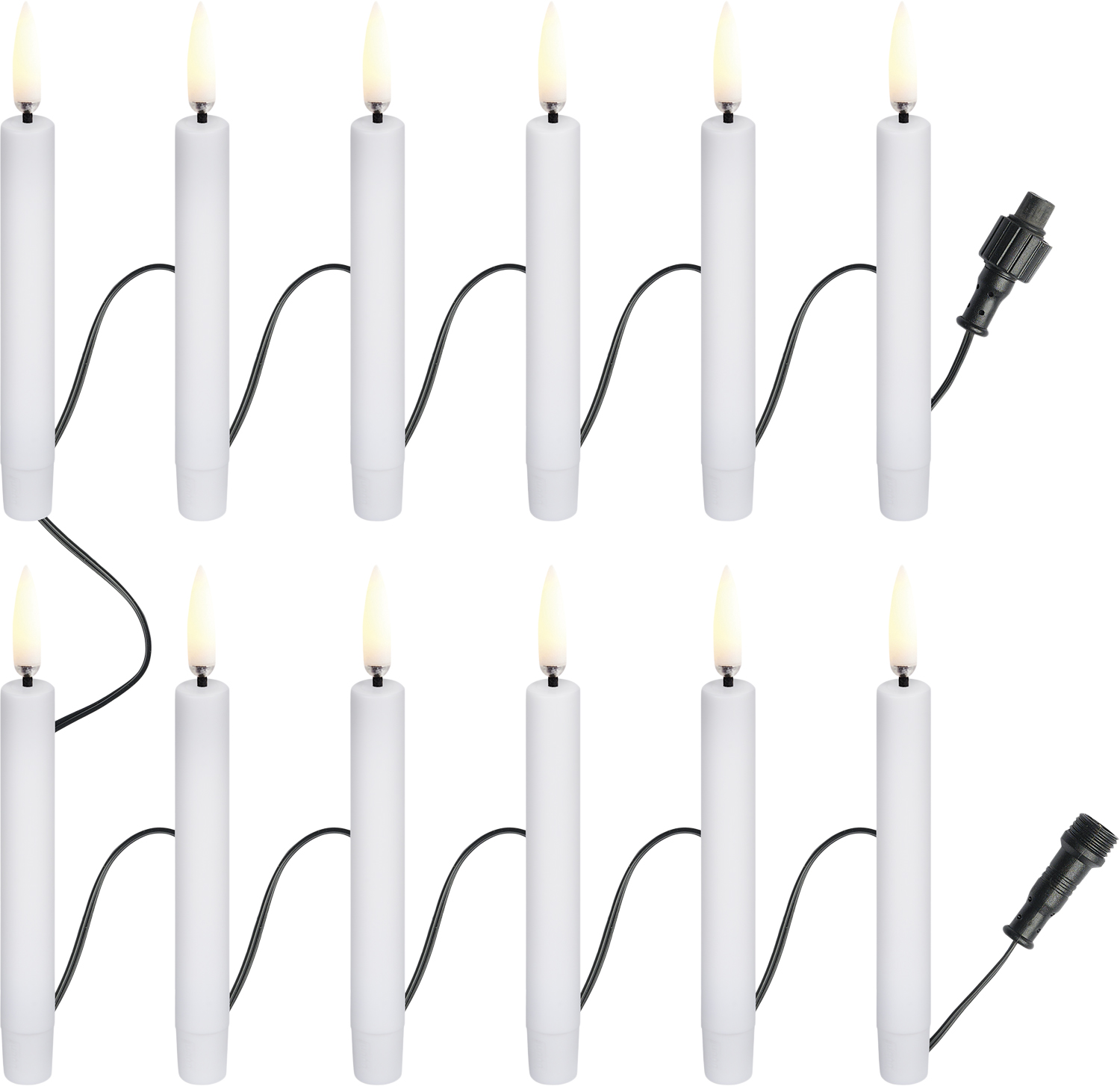 Christmas String, 12 Candles, Extender, White, 1,3x11 cm