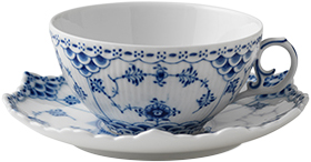 Blue Fluted Cup And Saucer Tea 20cl