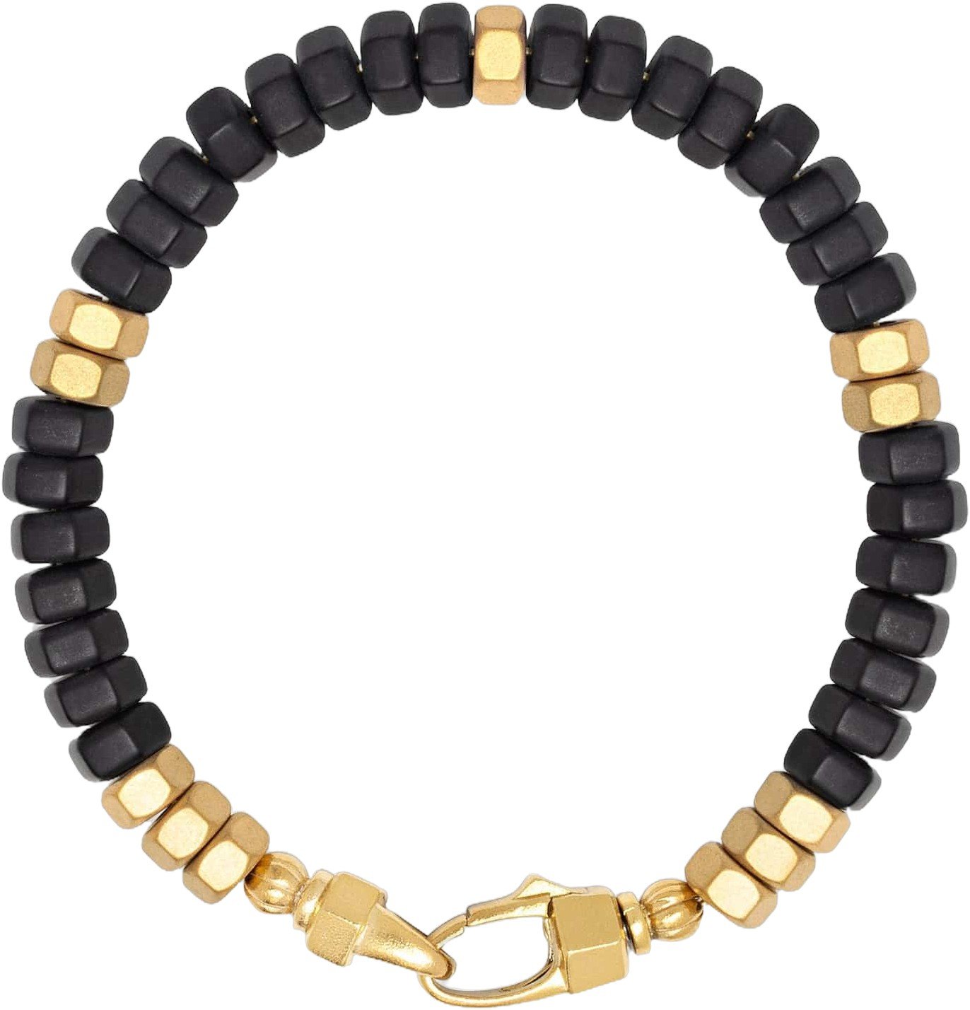 Men's Hexagon Beaded Bracelet With Black Onyx and Gold