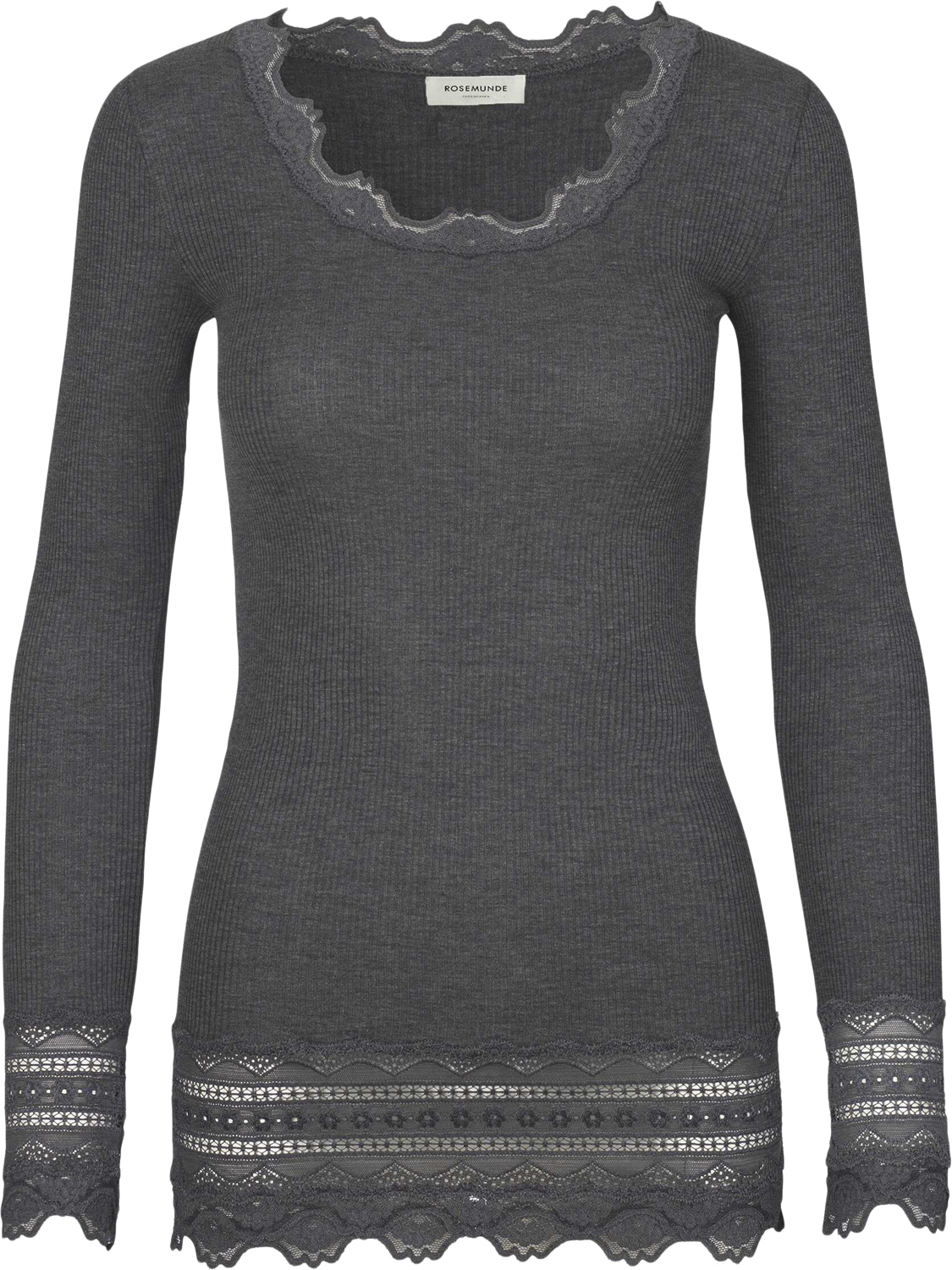 Silk Tshirt Medium ls W/wide Lace