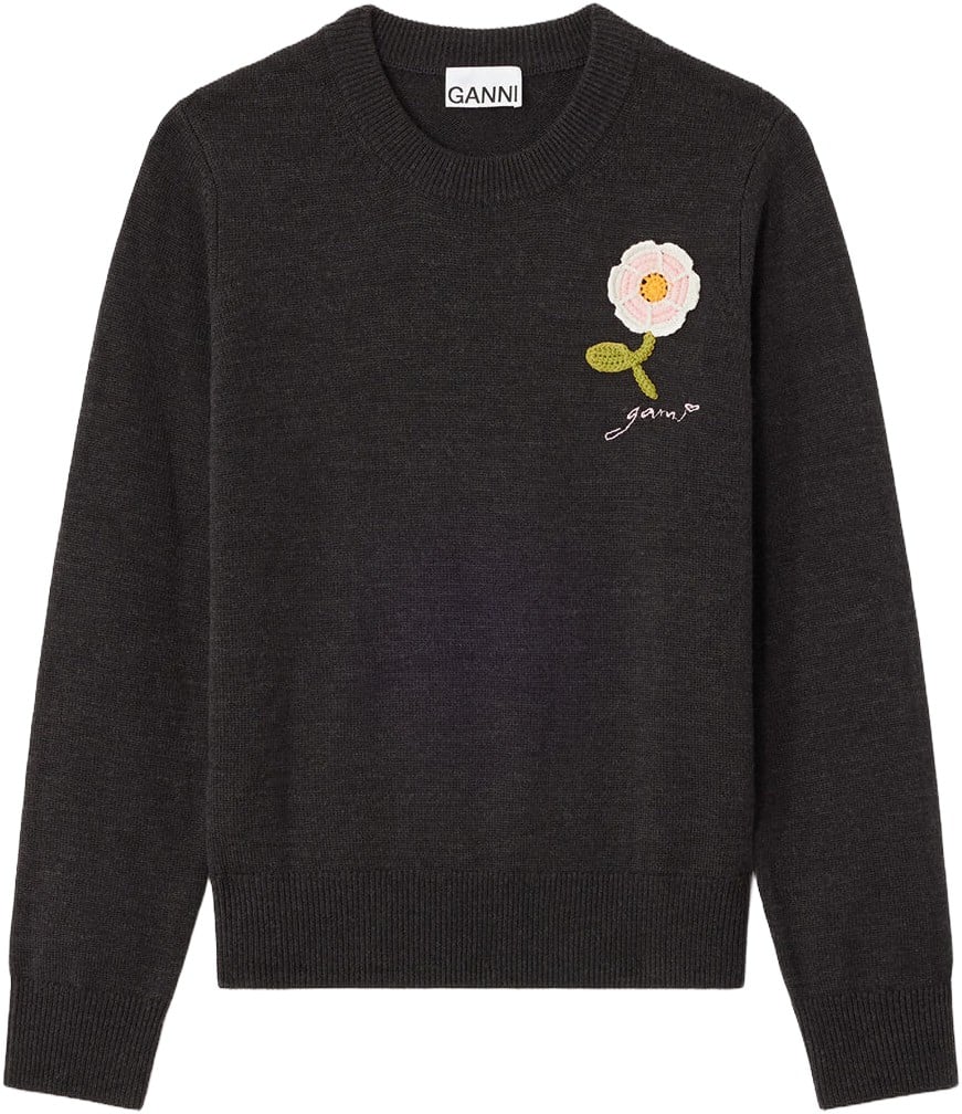 Crochet Applique Merino Sweater