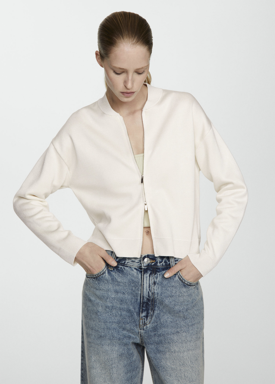 Zipped Knit Cardigan
