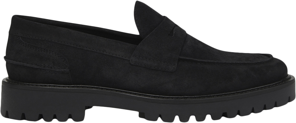 Aaron Penny Loafer Black Suede