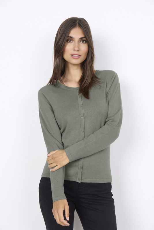 Scdollie 446 Cardigan Støvet Grøn