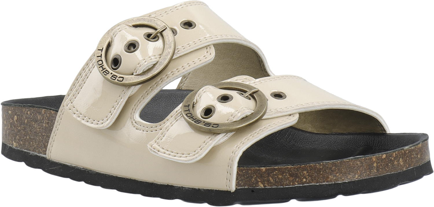 Cashelle Two Buckle Slide Patent Leather