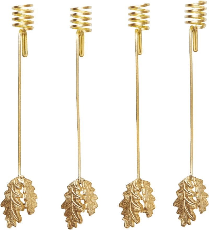 Oak Leaf Christmas Tree Holders Brass - Set of 4