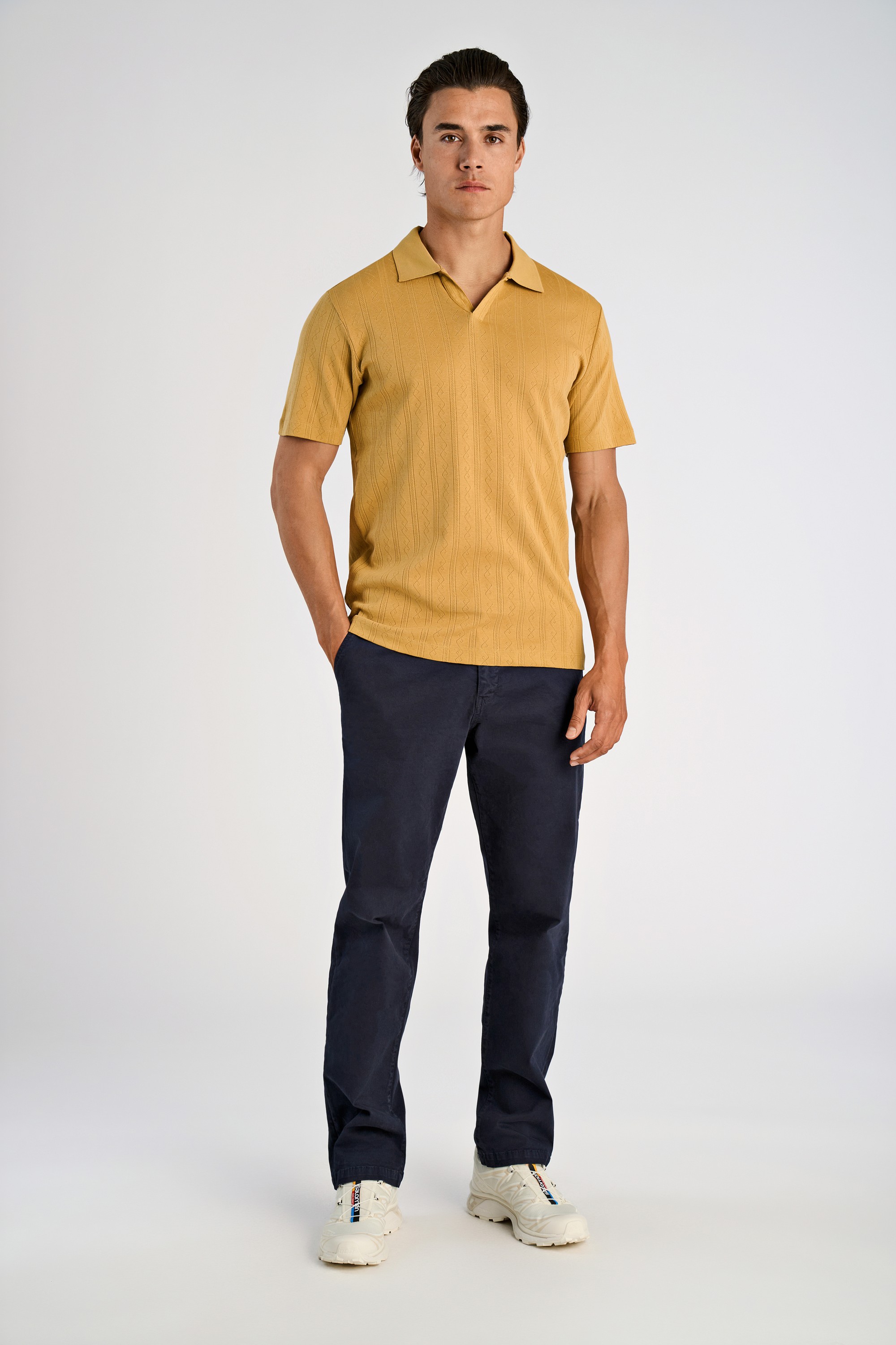 Jacquard Vneck Polo S/S