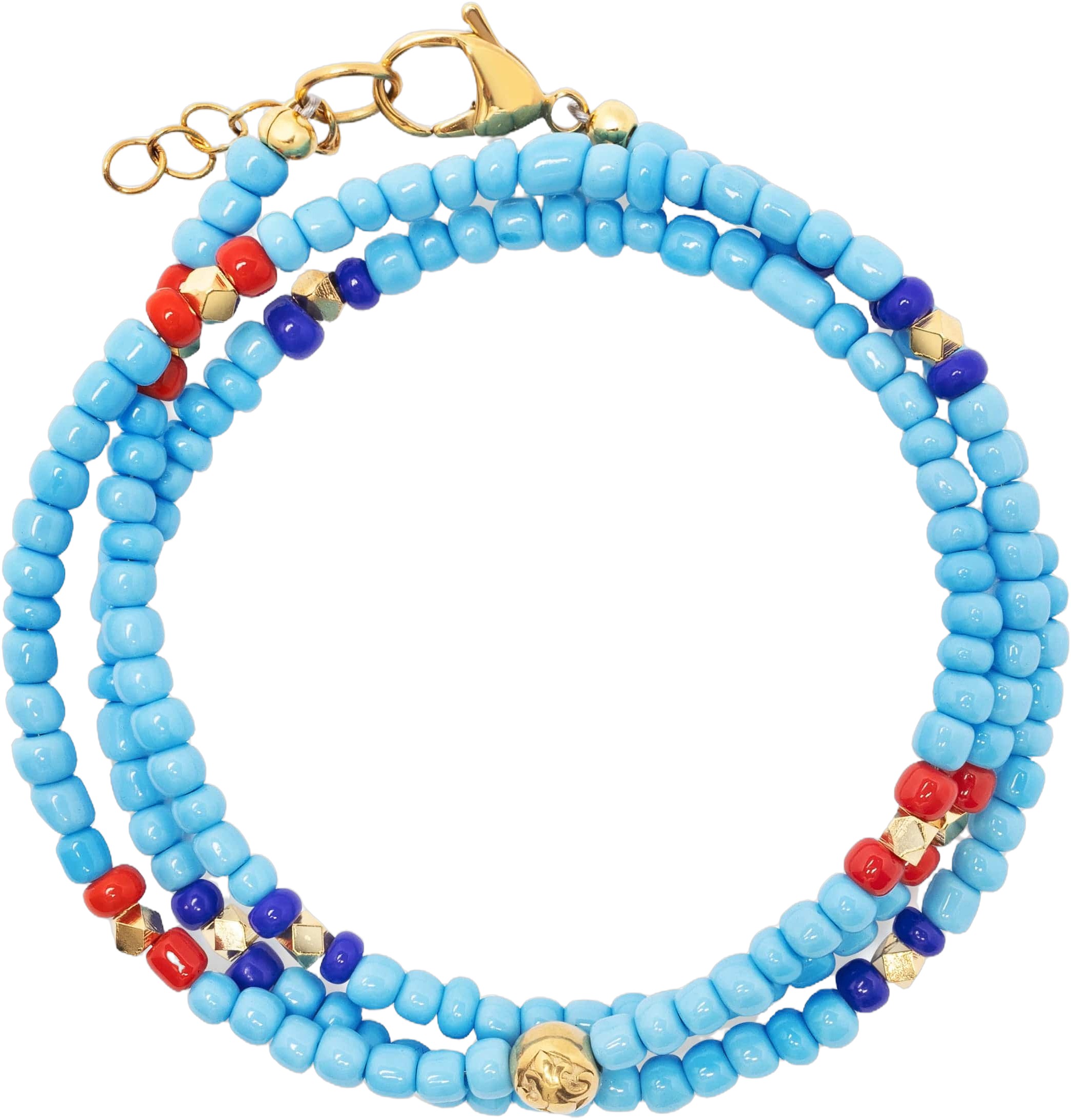The Mykonos Collection Vintage Turquoise Red And Blue Glass Bead