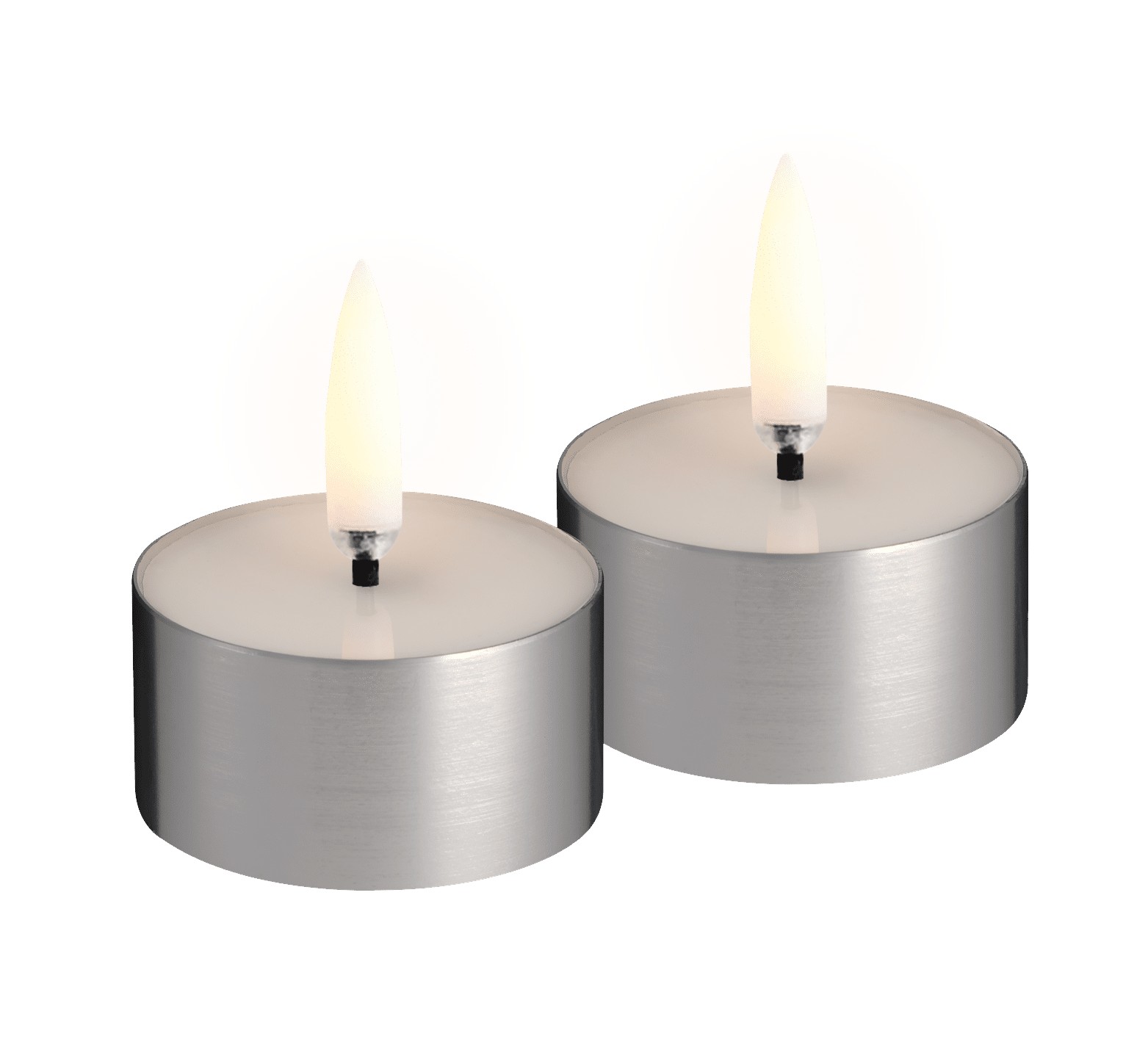LED Melted Tealight, Silver Finish, 2pack, 4,1×2,3 cm
