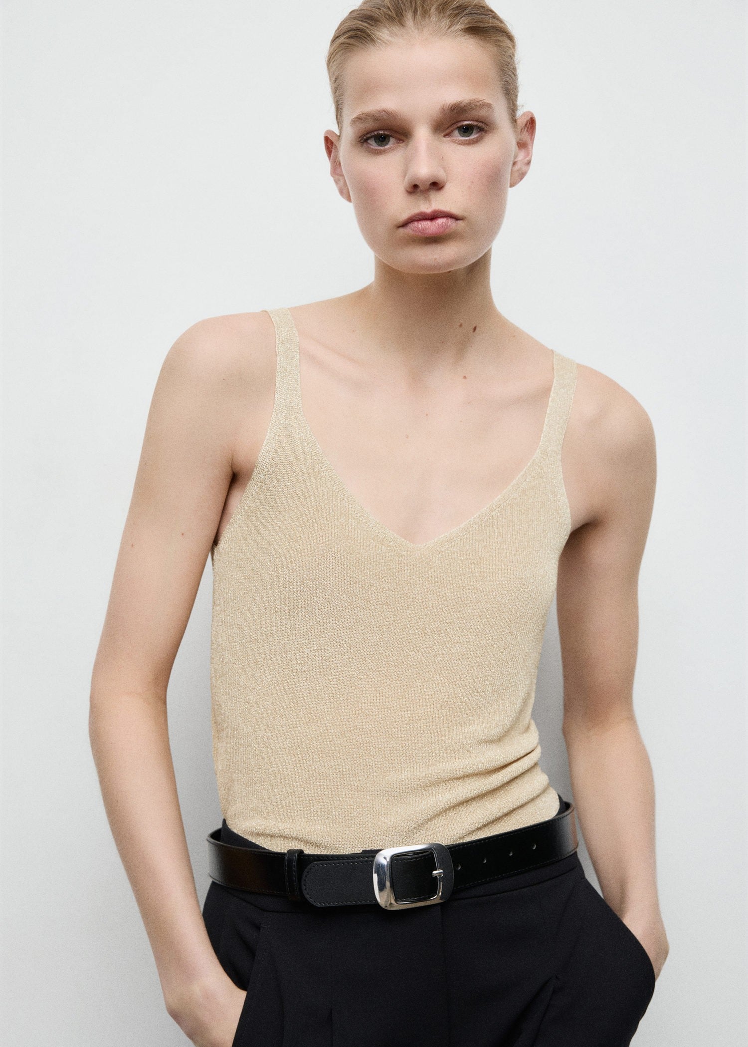 Lurex Knitted Vneck top