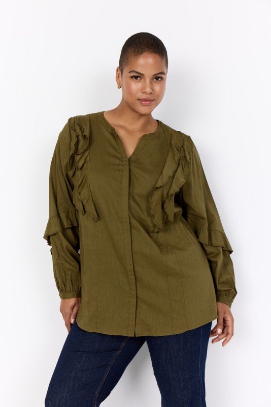 Curvy Wanoma 4 Skjorte MÃ¸rk Sand