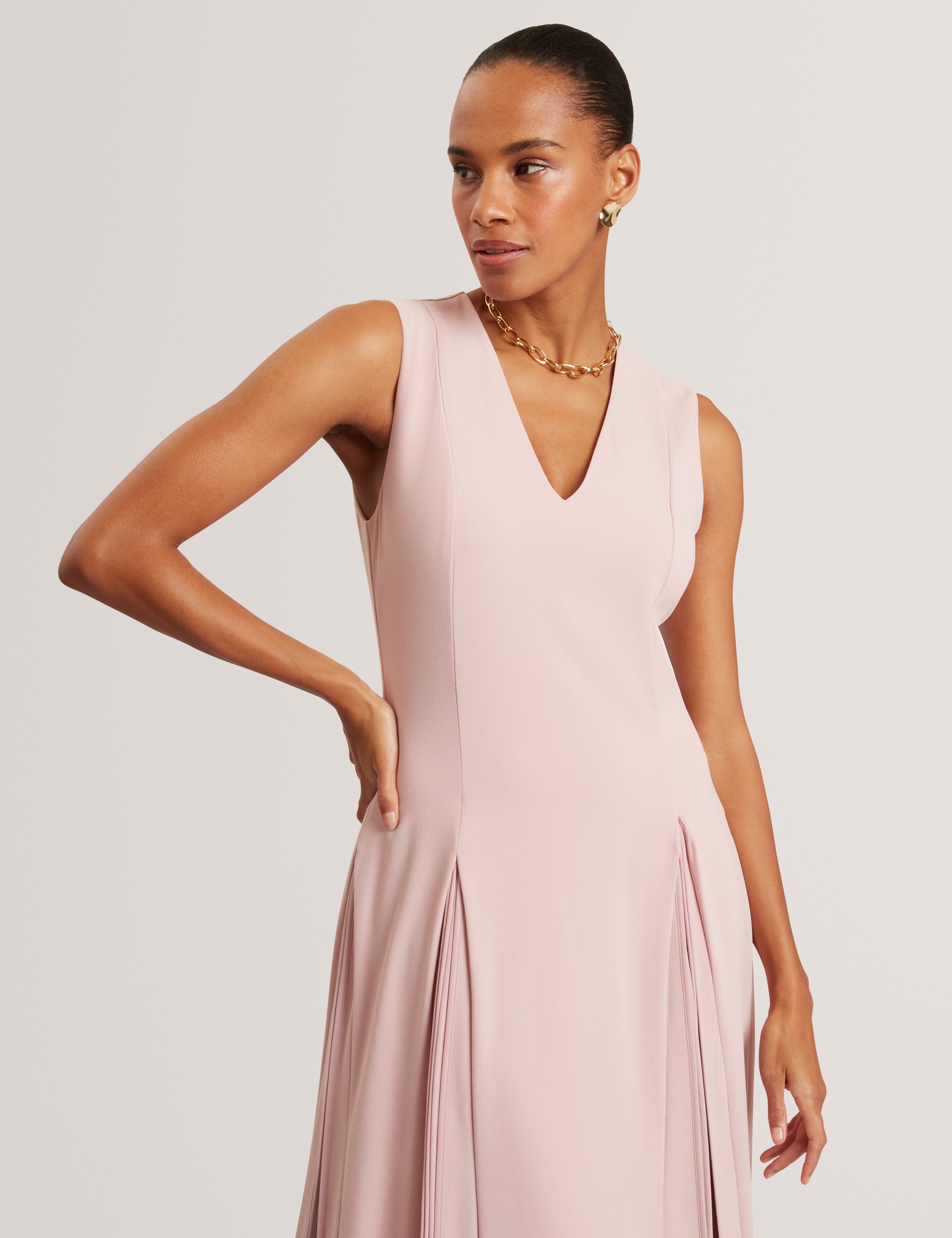 Carneli Midi Dress With Pleat Detai