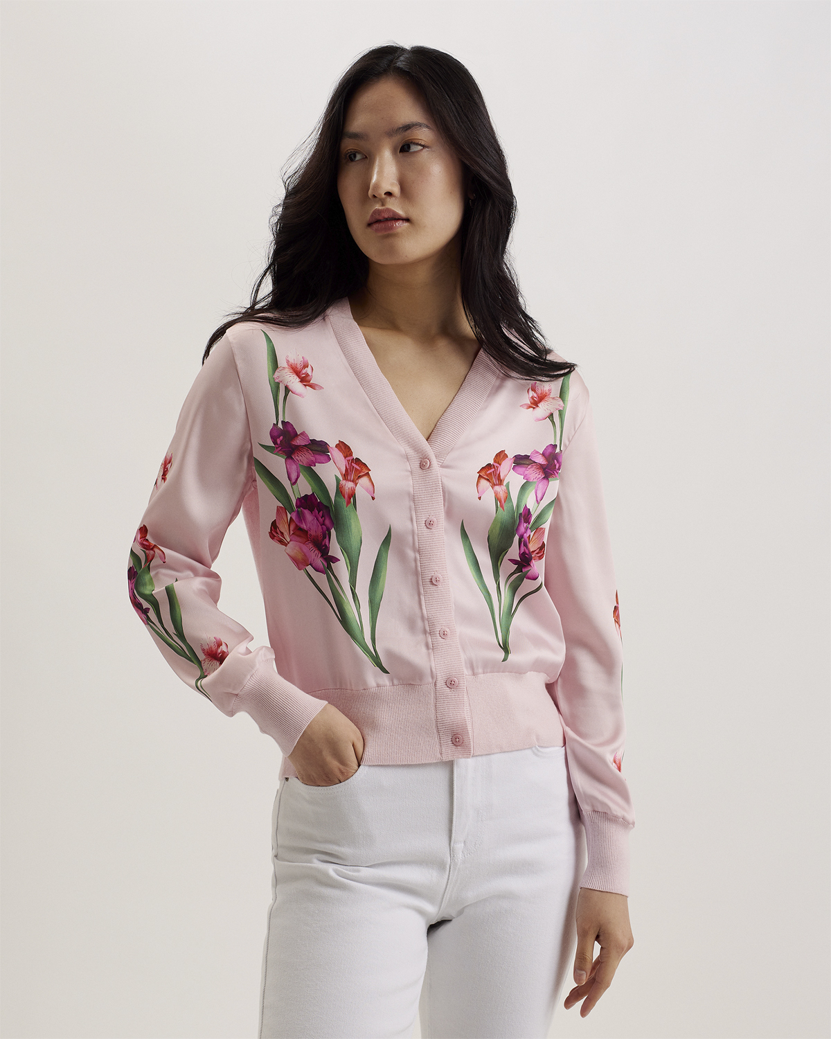 Meralll Woven Front Printed Cardiga