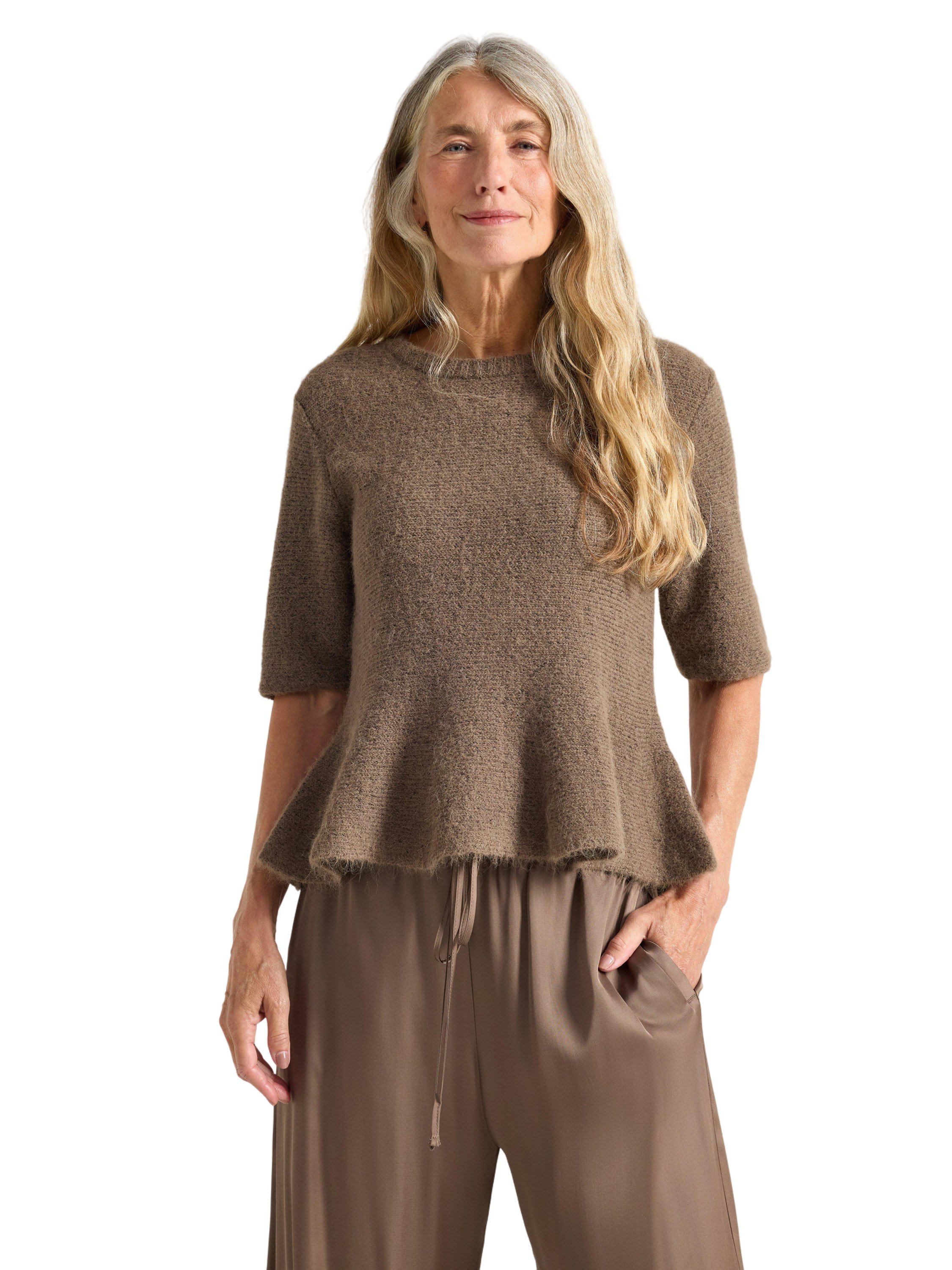 Strikket Trøje med Korte Ærmer og u