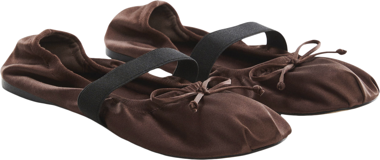 Elastic Satin Ballerinas