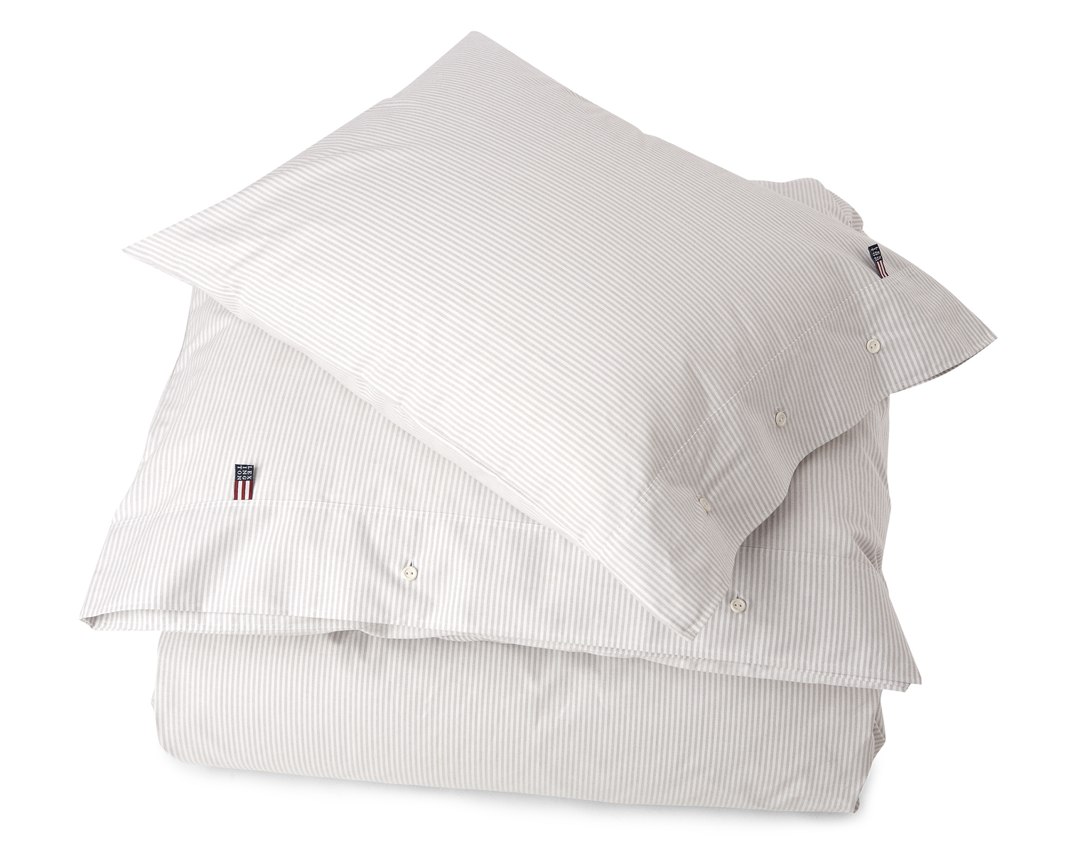 American Pin Point Oxford Stripe DynebetrÃ¦k 140×220, Gray/white