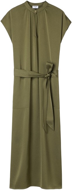 Belted Stand Collar Dress