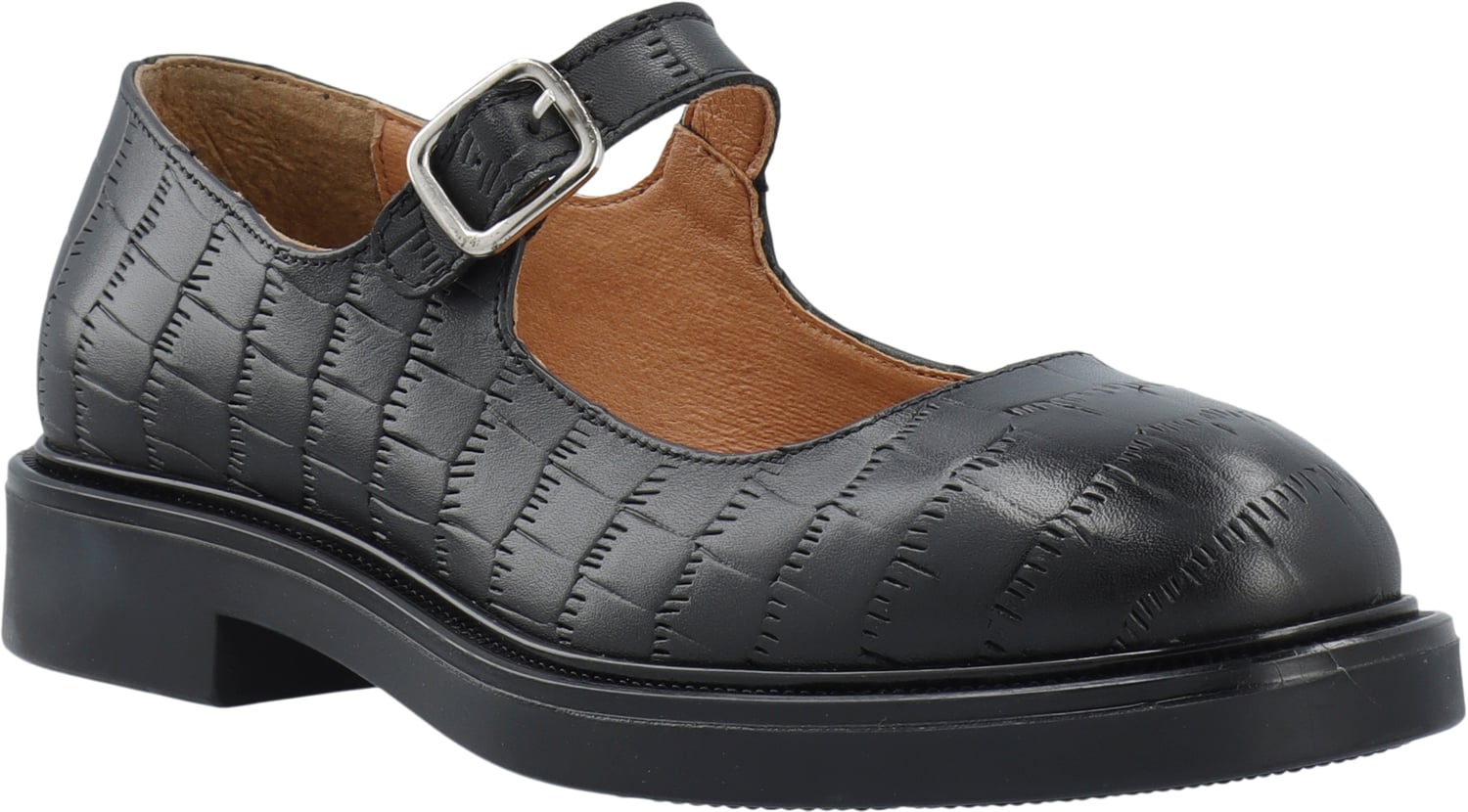 Biaadda Mary Jane Croco Embossed Leather