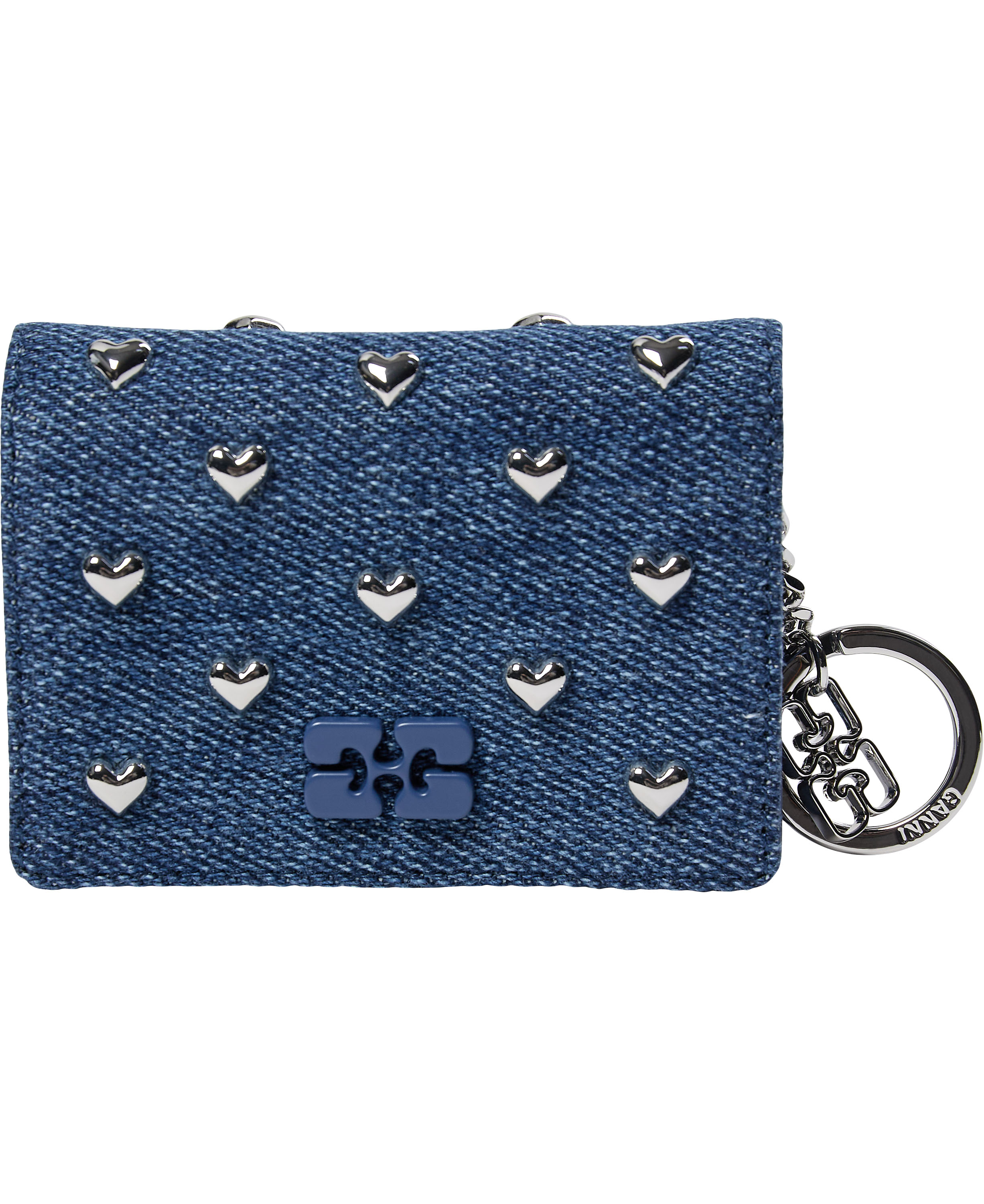 Card Holder With Flap Heart Studs