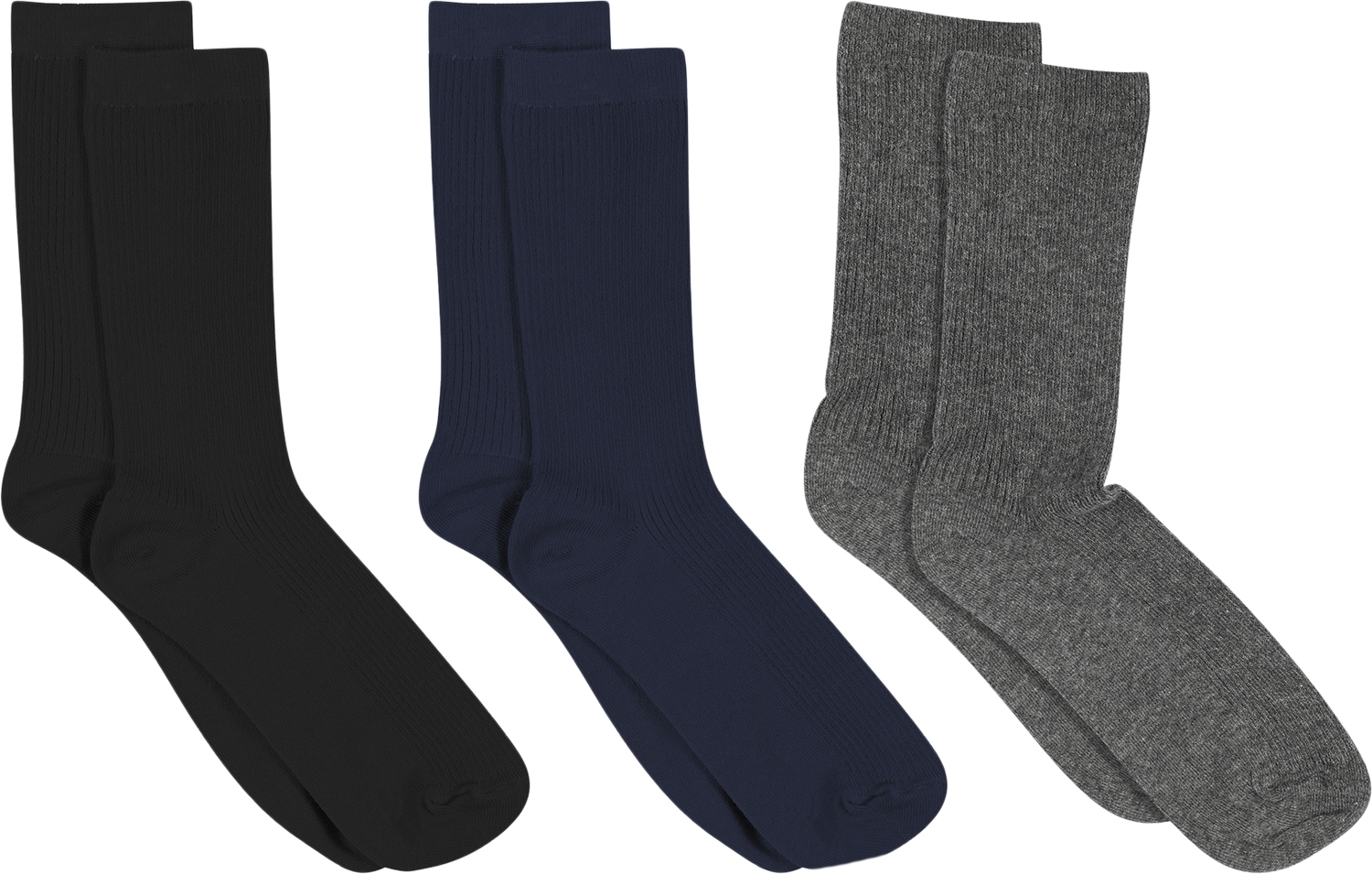 Fine Cotton Rib Socks 3pack