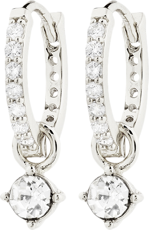 Joa Crystal Hoop Earrings Silverplated