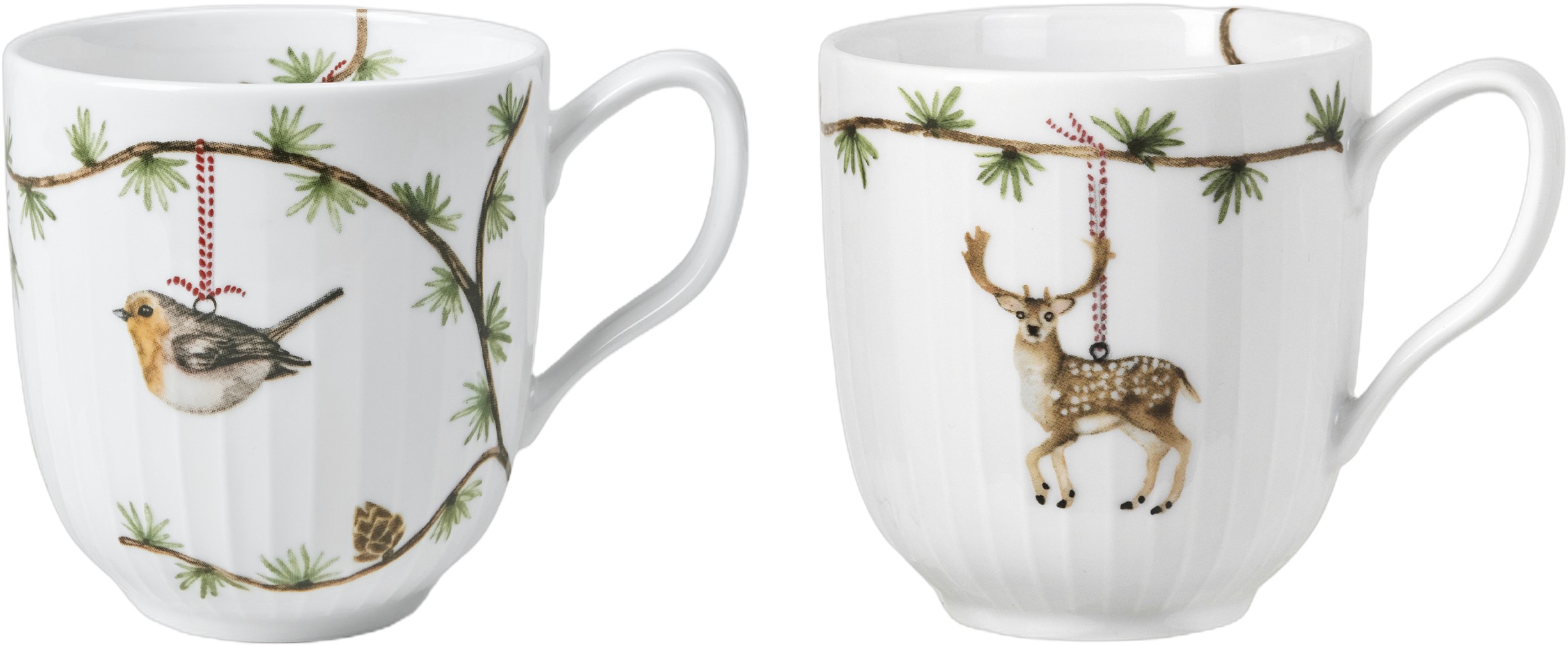 Hammersh&oslash;i Christmas Krus 2023 og 2021 Sampak 33 cl Hvid m.