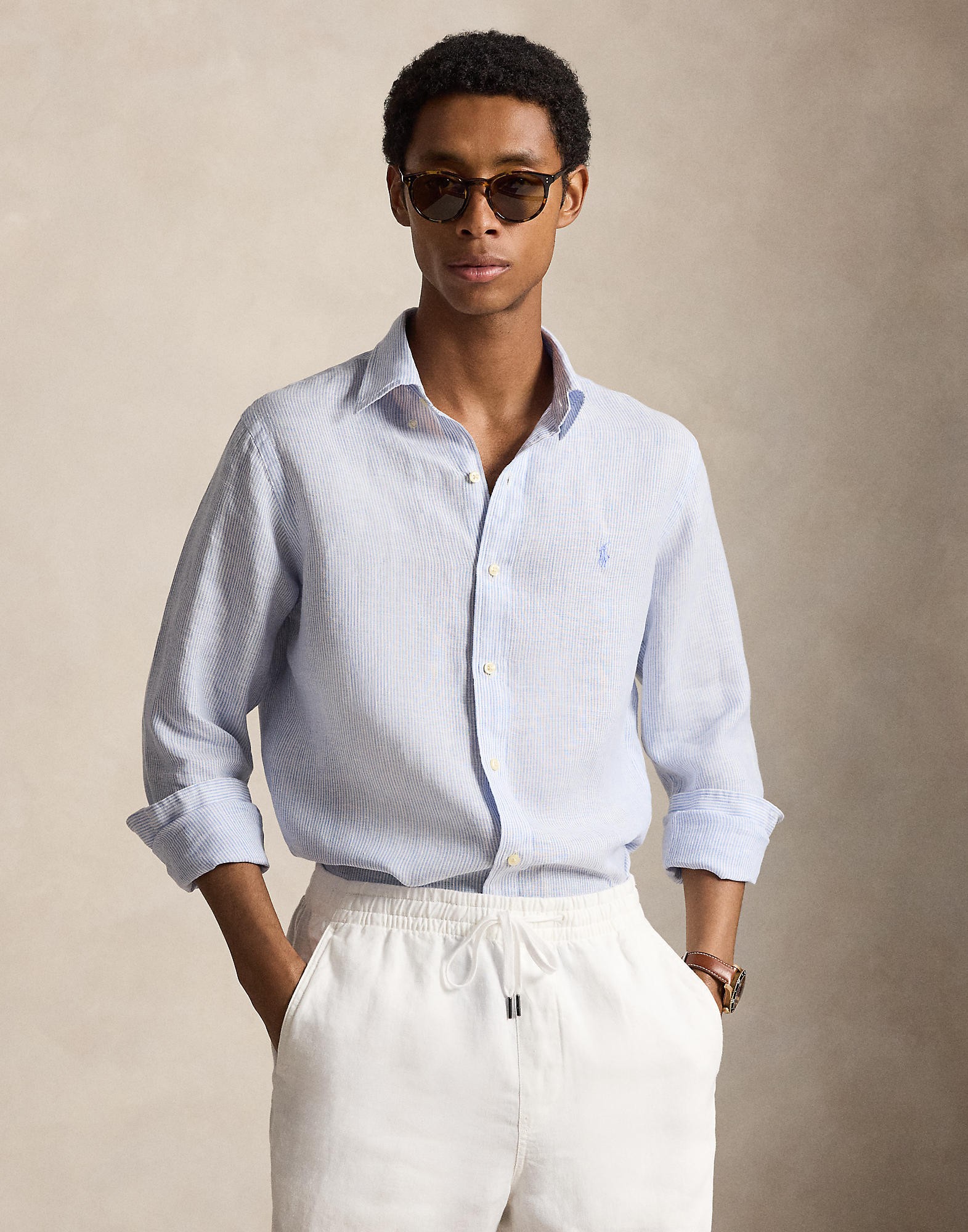 Custom Fit Striped Linen Shirt