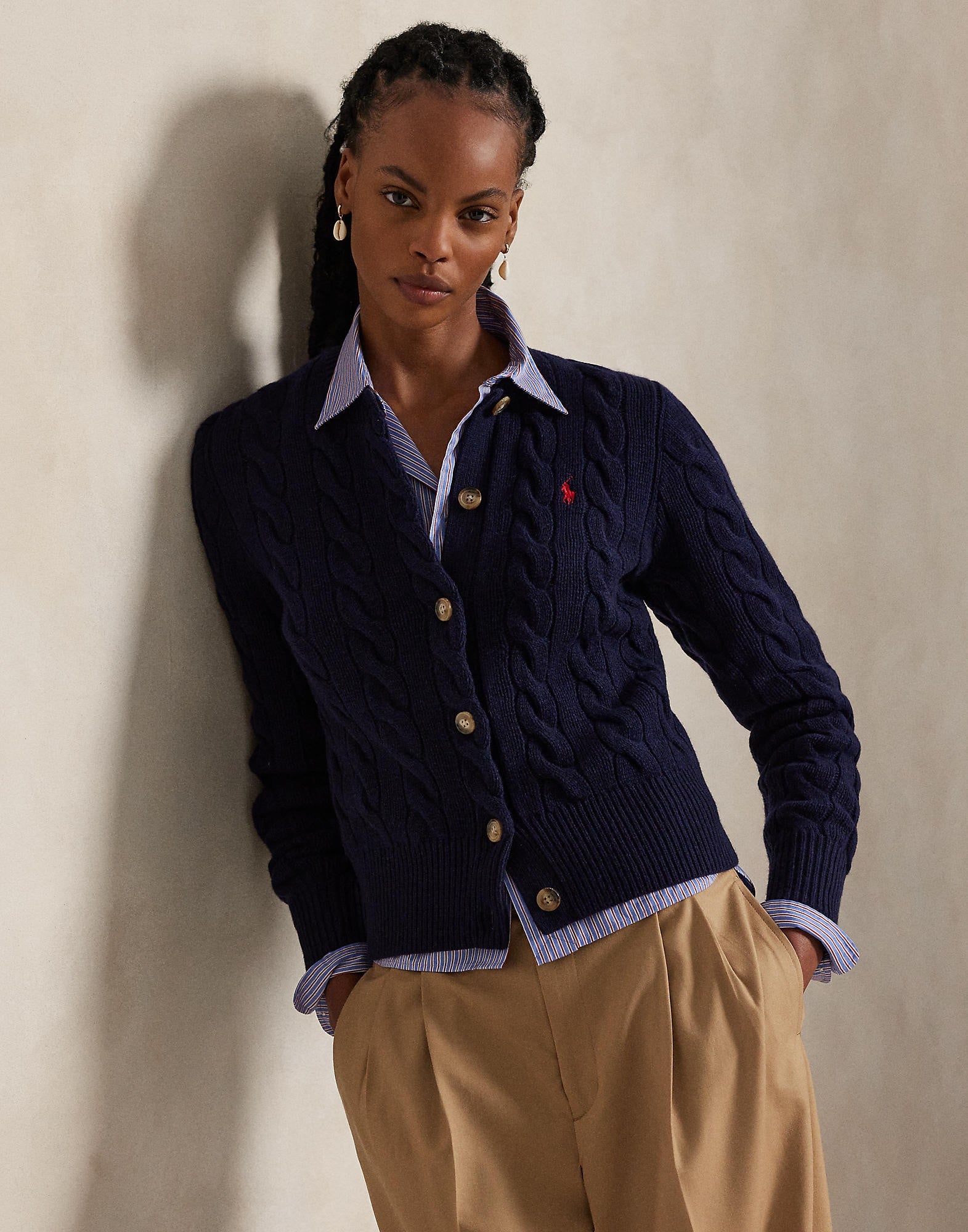 Cableknit Wool-cashmere Cardigan
