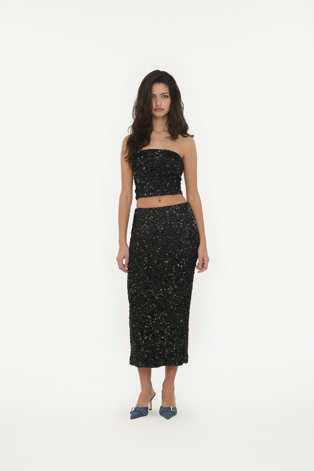 Sequin Midi Pencil Skirt