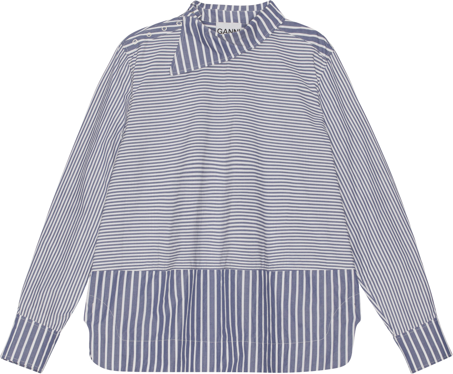Stripe Cotton Asymmetrical Collar S