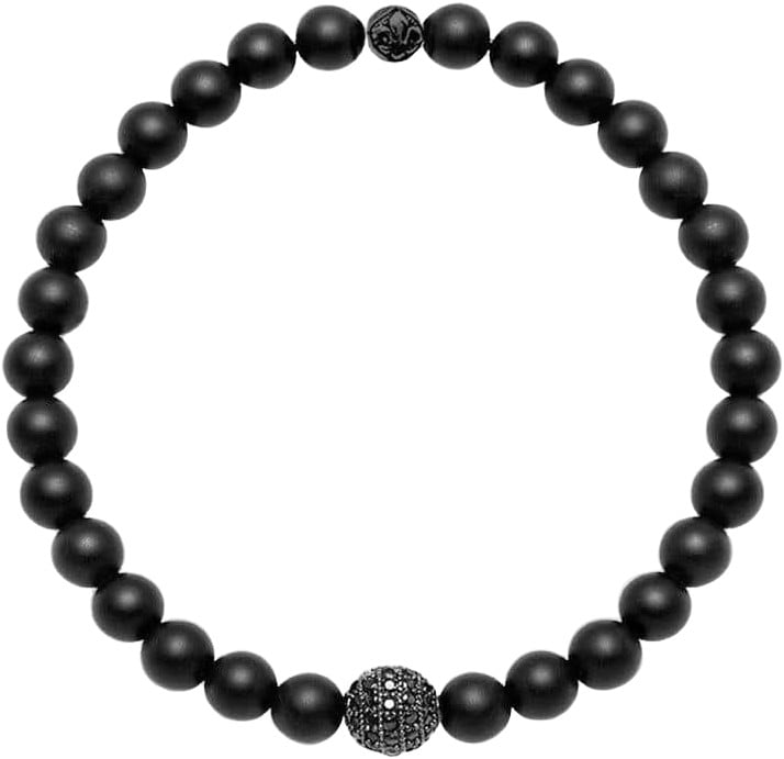 Men's Wristband With Matte Onyx and Black CZ Diamond