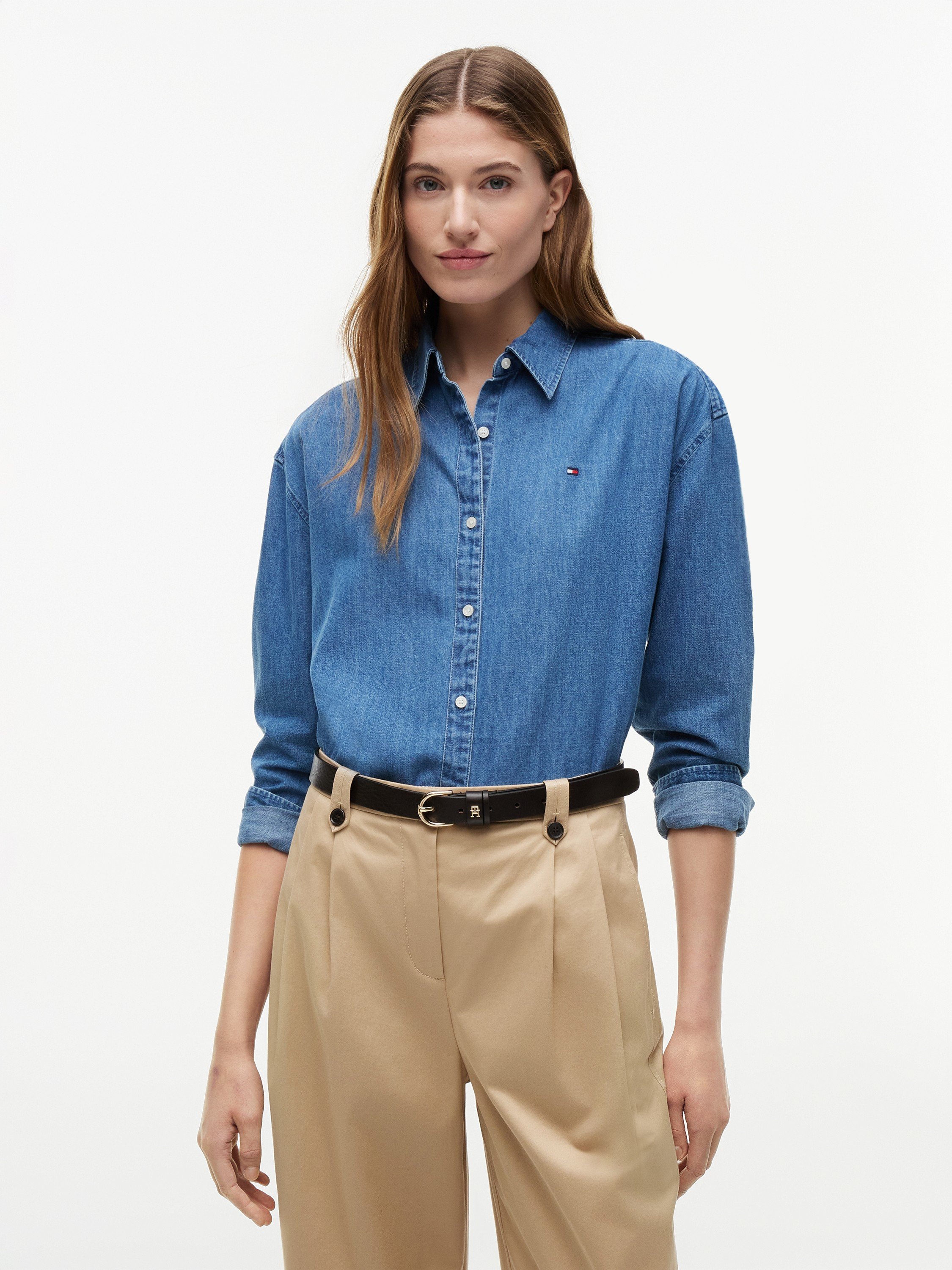 Light Denim Boxy Shirt LS