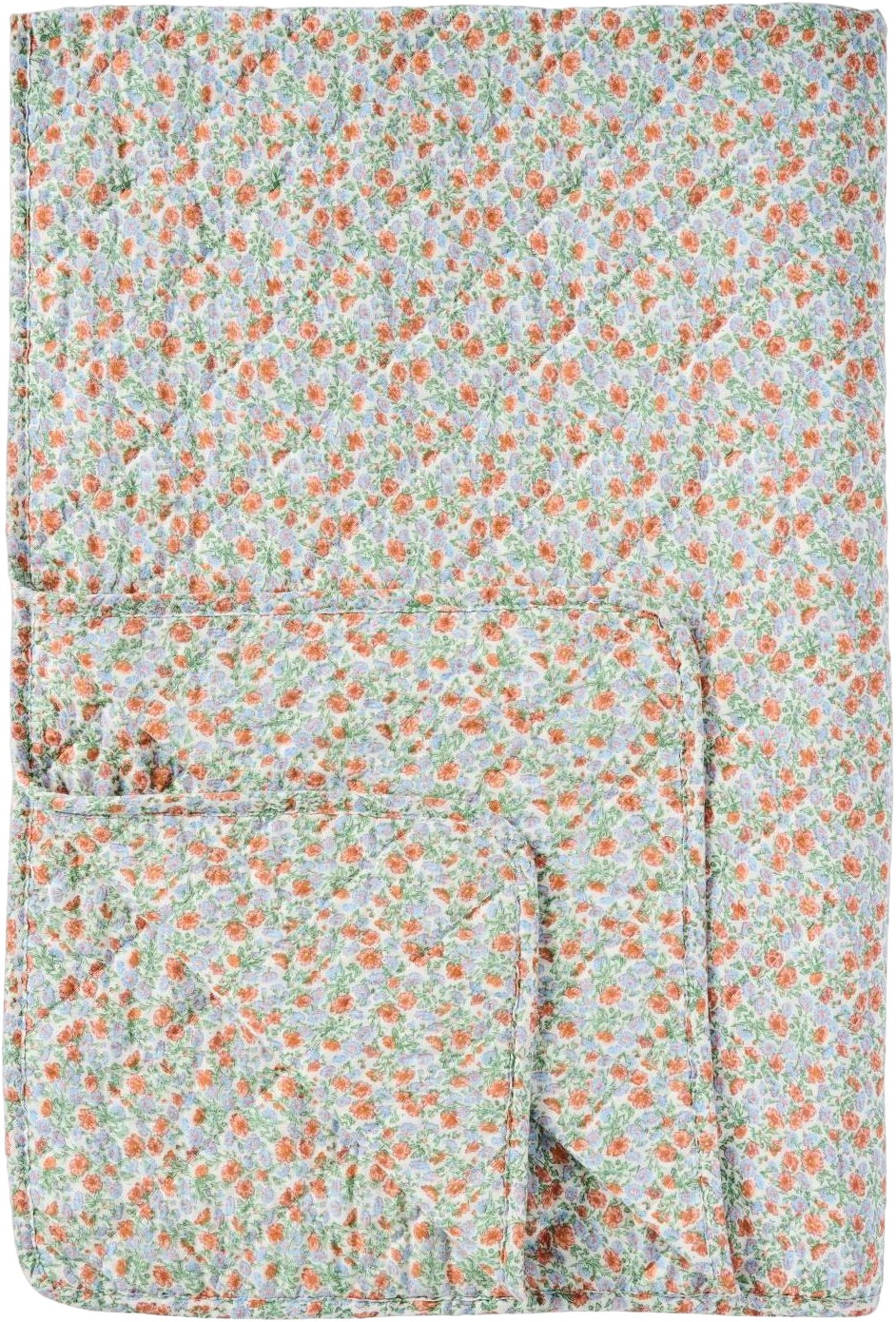 Quilt M/lyseblÃ¥ og Rust Blomster