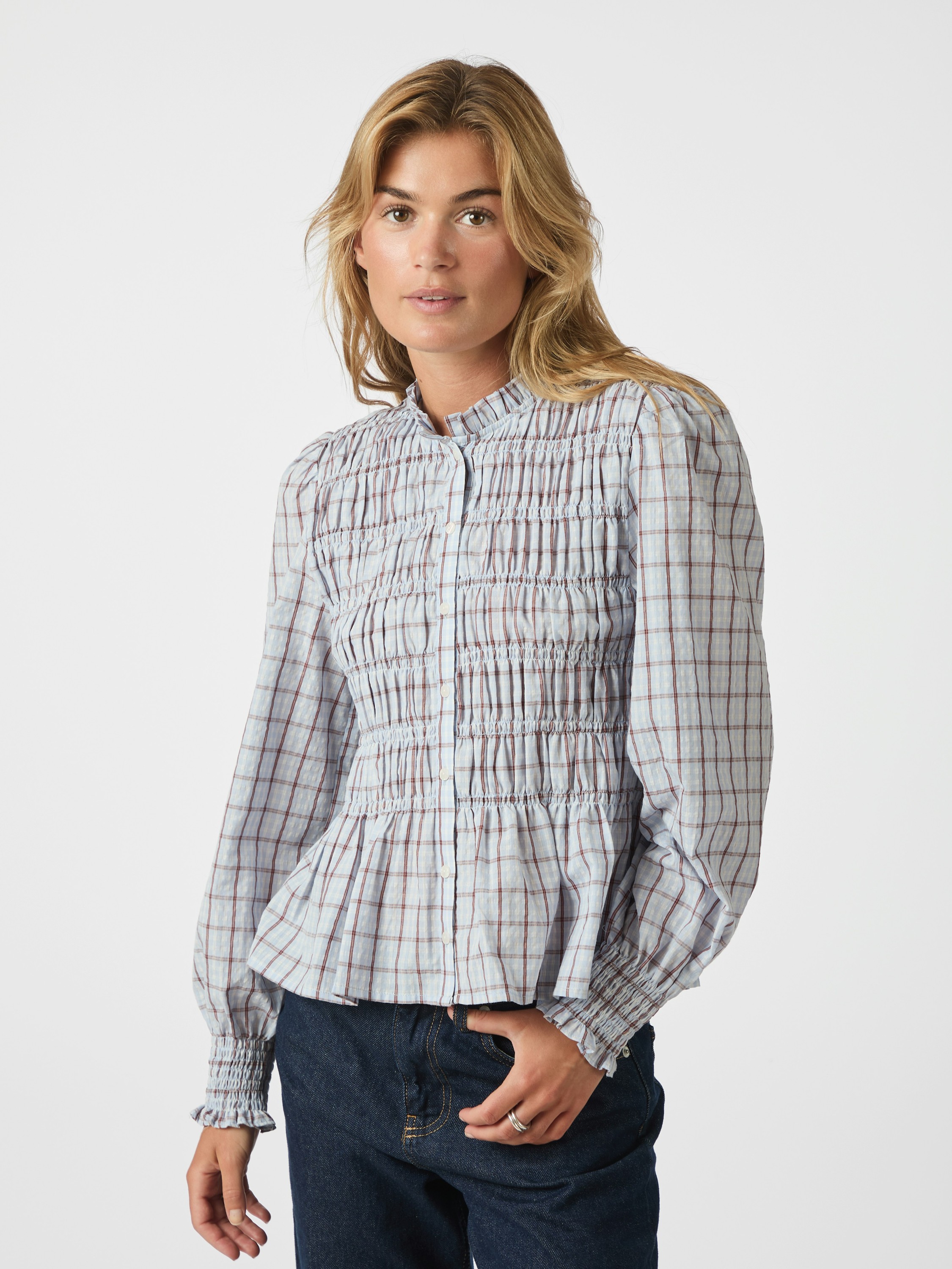 Mocca Smock Check Blouse - DKK 349 - Spar 30%