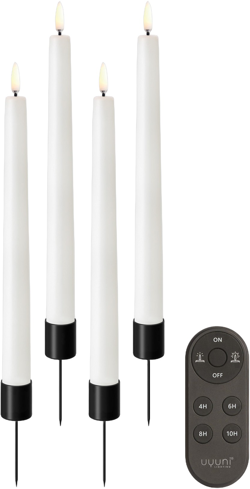 Giftbox w. Spike, Remote, LED Taper Candle, Nordic White, sm