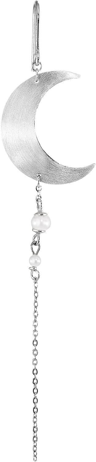 Half Moon Earring With Pearl Chain