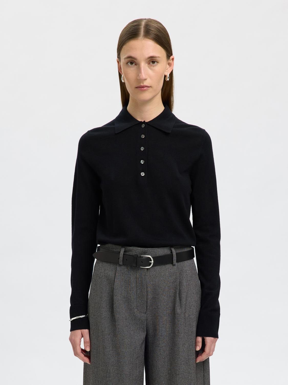 Slfthea LS Knit Merino Collar Neck