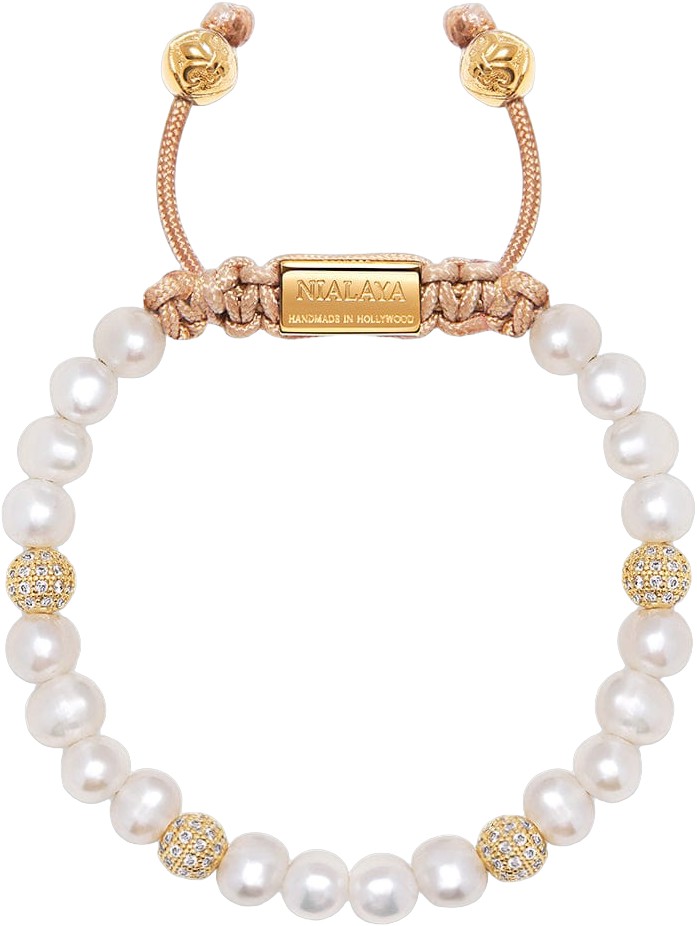 Women's Beaded Bracelet With Pearl and Gold