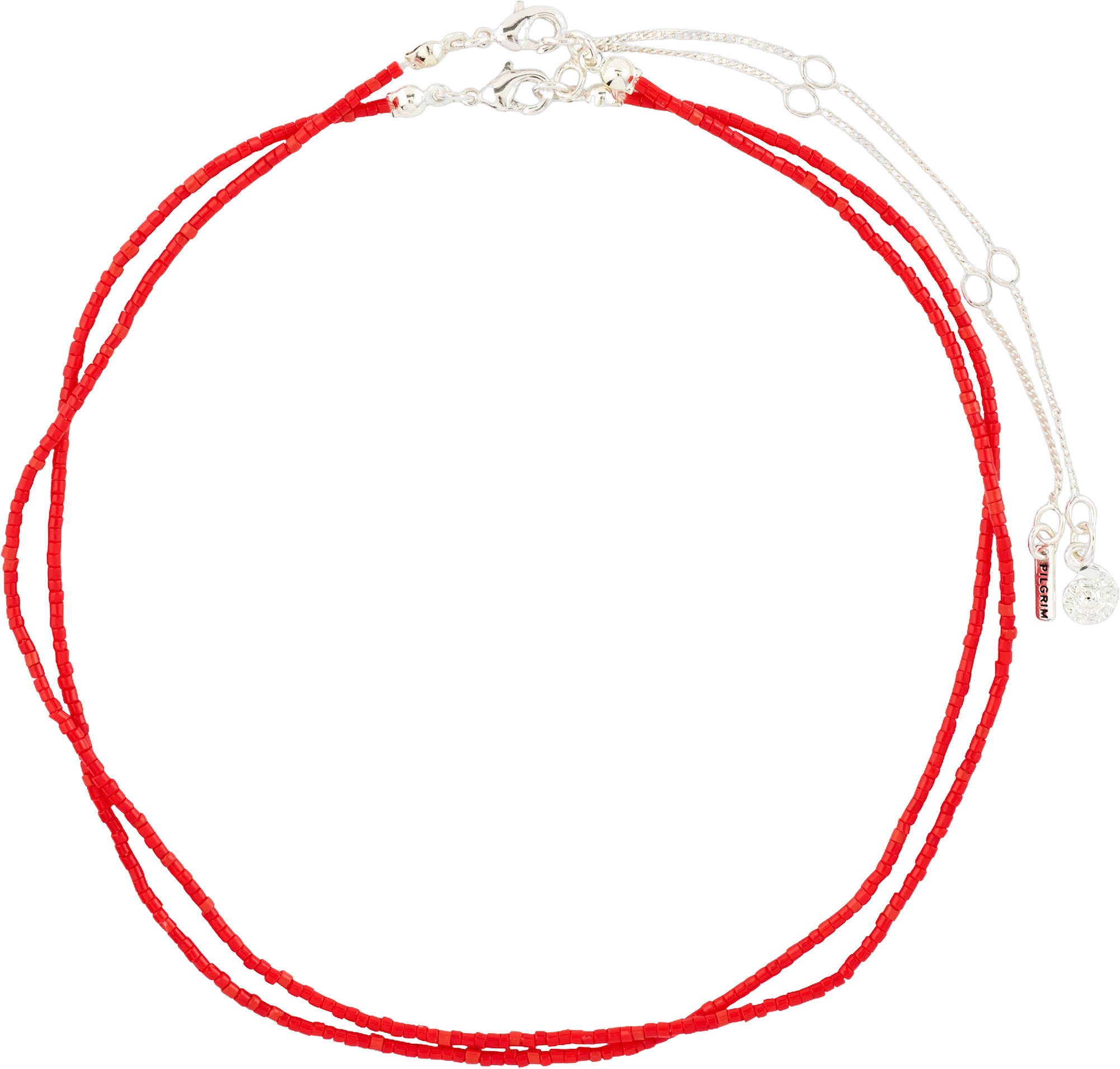 Haze Necklaces 2in-1 set, Red/silver-plated