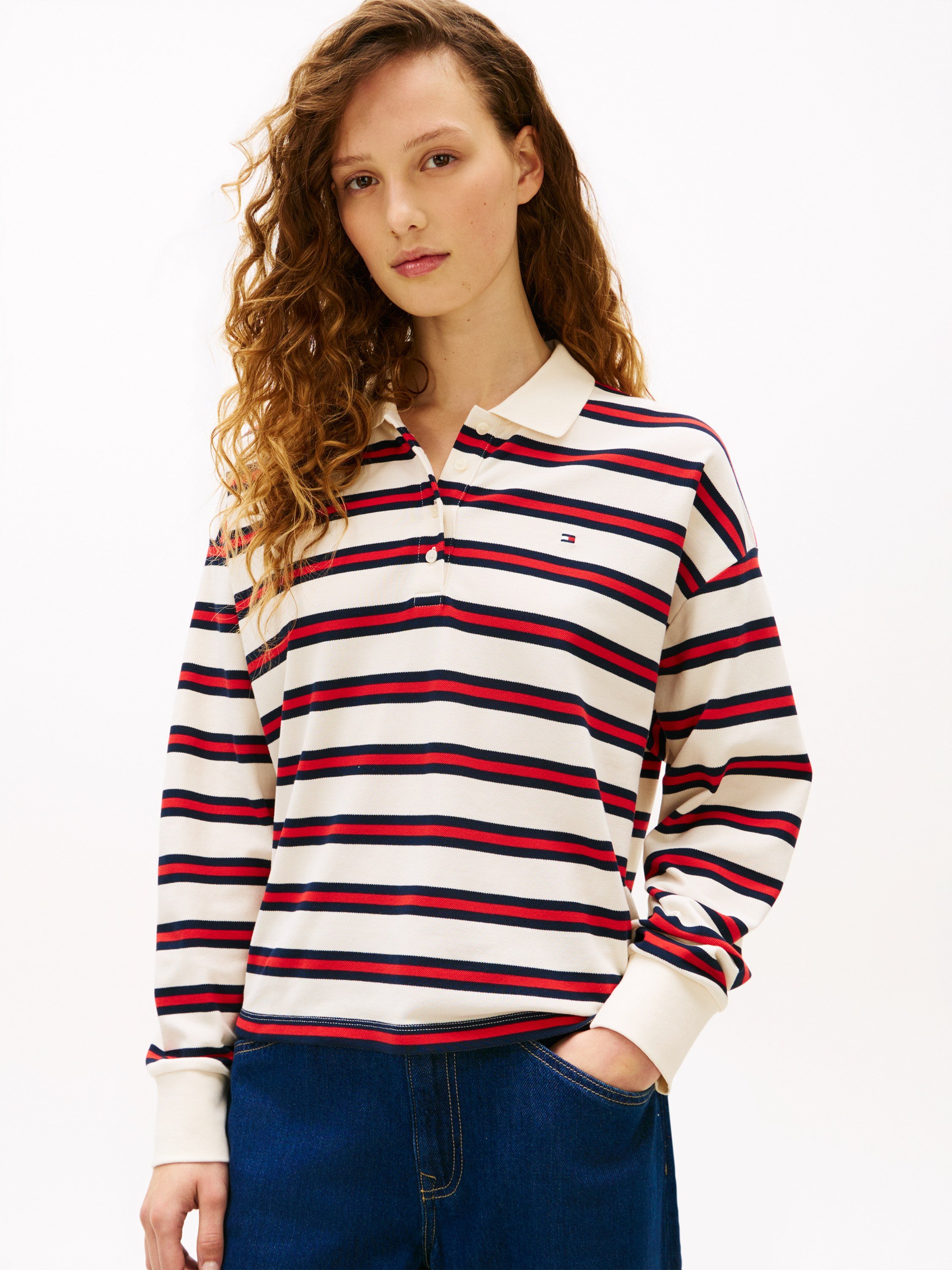 1985 Relaxed Fit Stripe Long Sleeve Polo Shirt